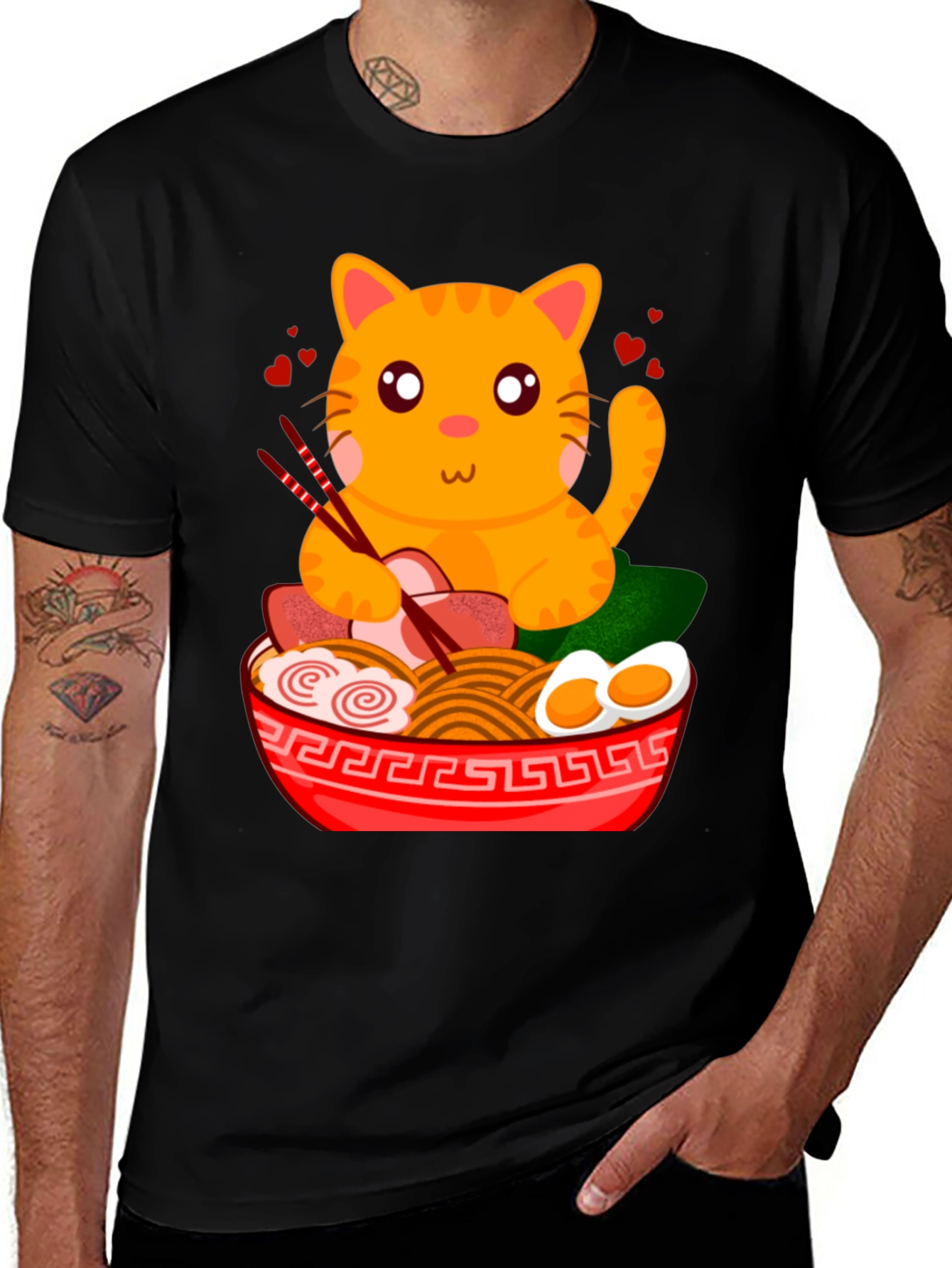 Variant 2 of Cute Cat Ramen T-Shirt - Anime Style