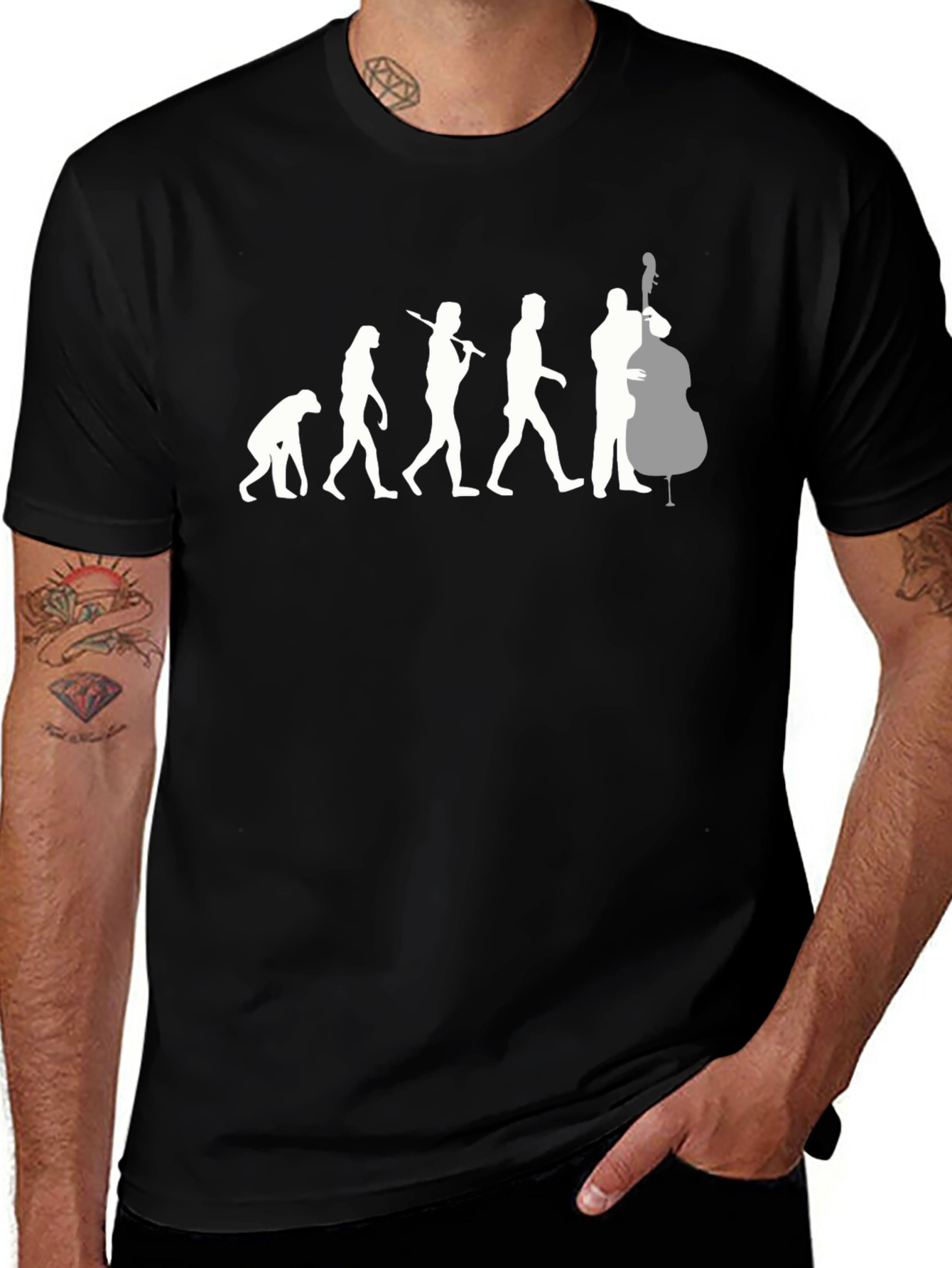 Variant 22 of Evolution of Man Upright Bassist T-Shirt