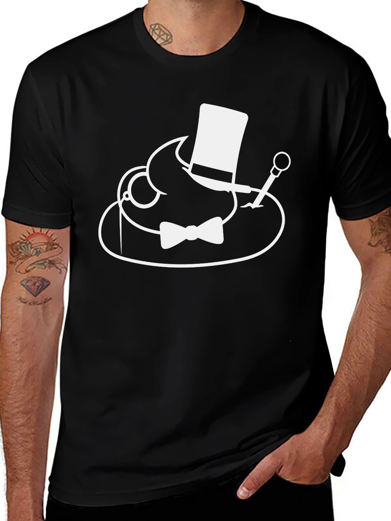 Dapper Top Hat Bow Tie T-Shirt - Unique Graphic Tee