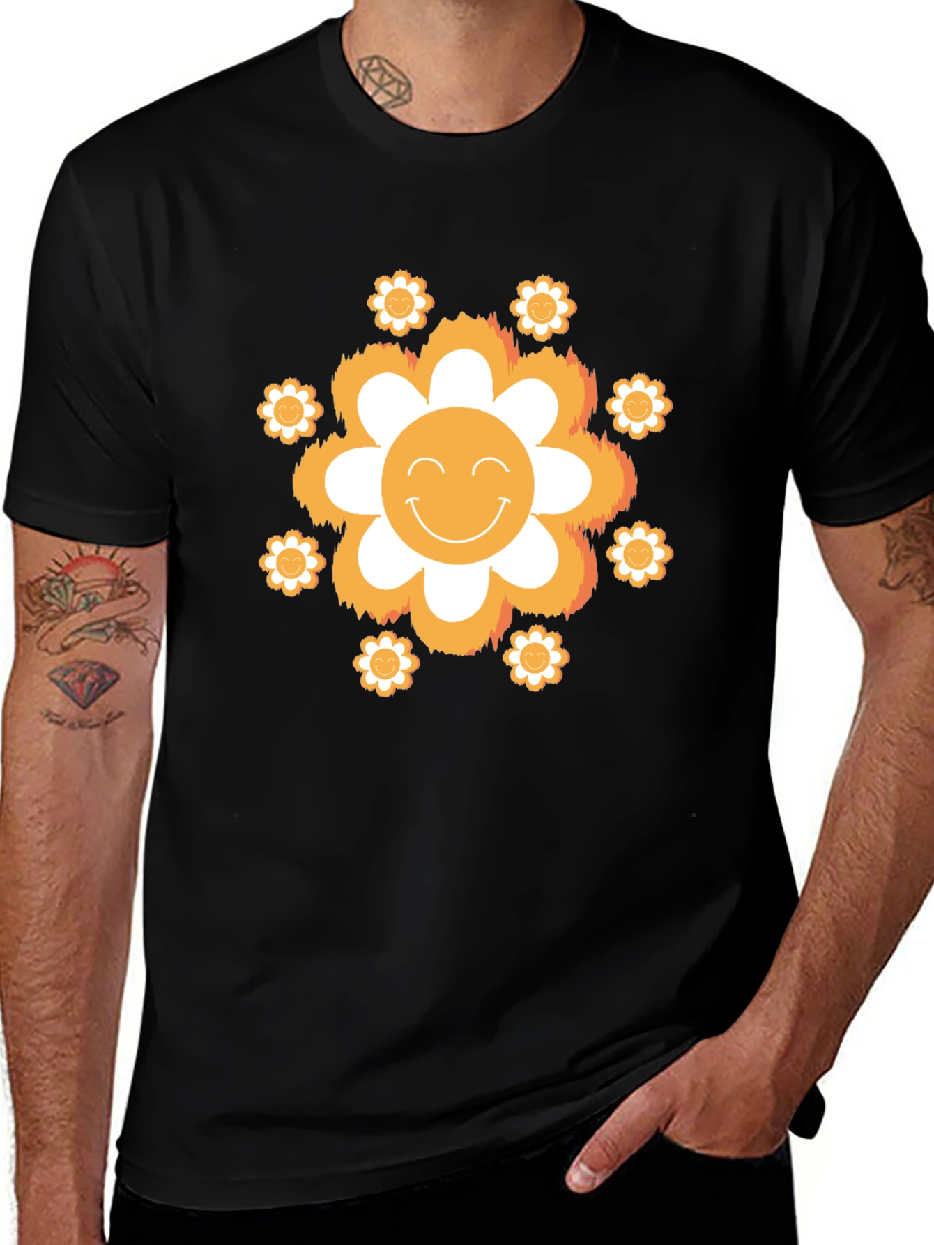 Variant 6 of Smiley Face Flower Graphic Tee