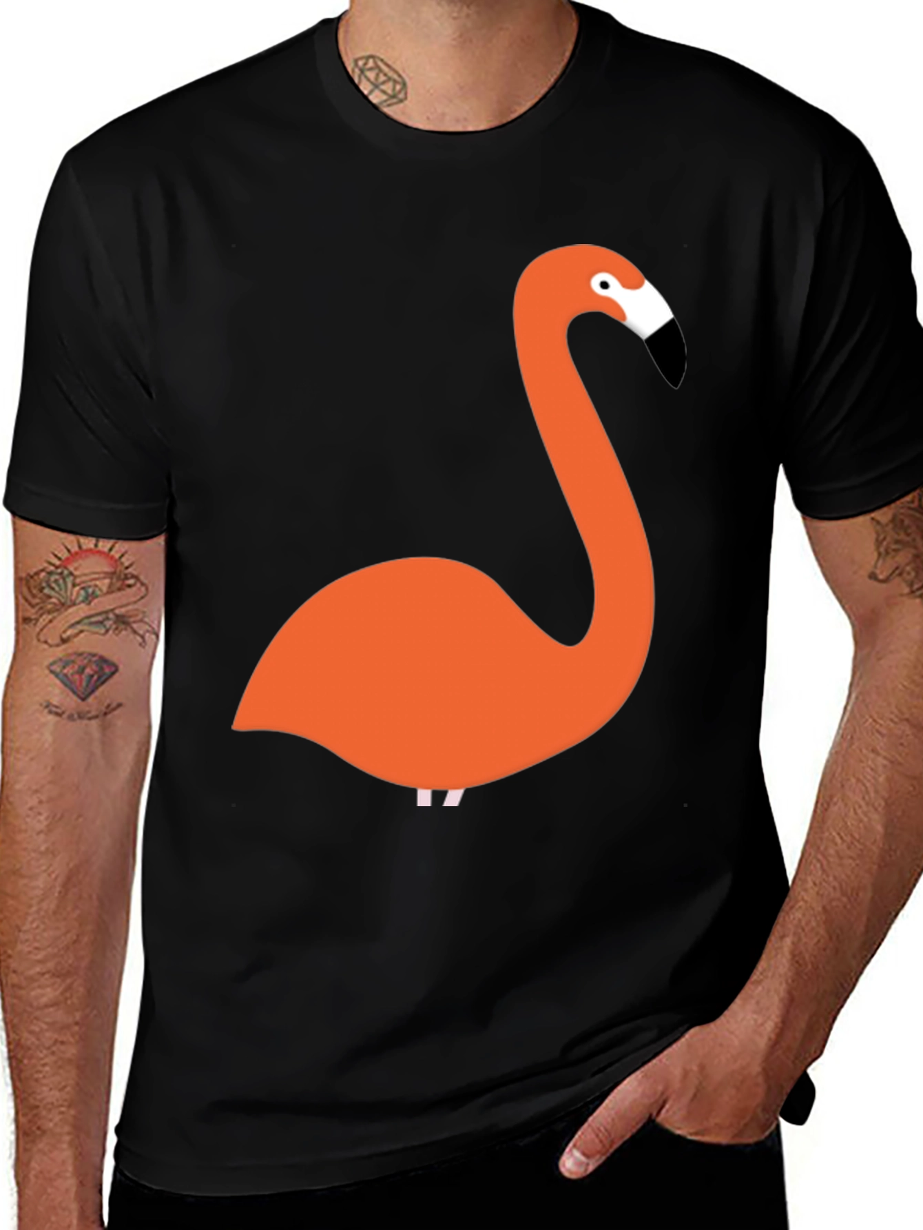 Variant 13 of Flamingo Graphic Tee - Black Casual T-Shirt