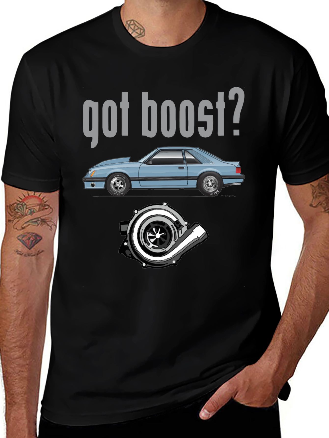Variant 26 of Got Boost? Black Graphic Tee for Car Enthusiasts