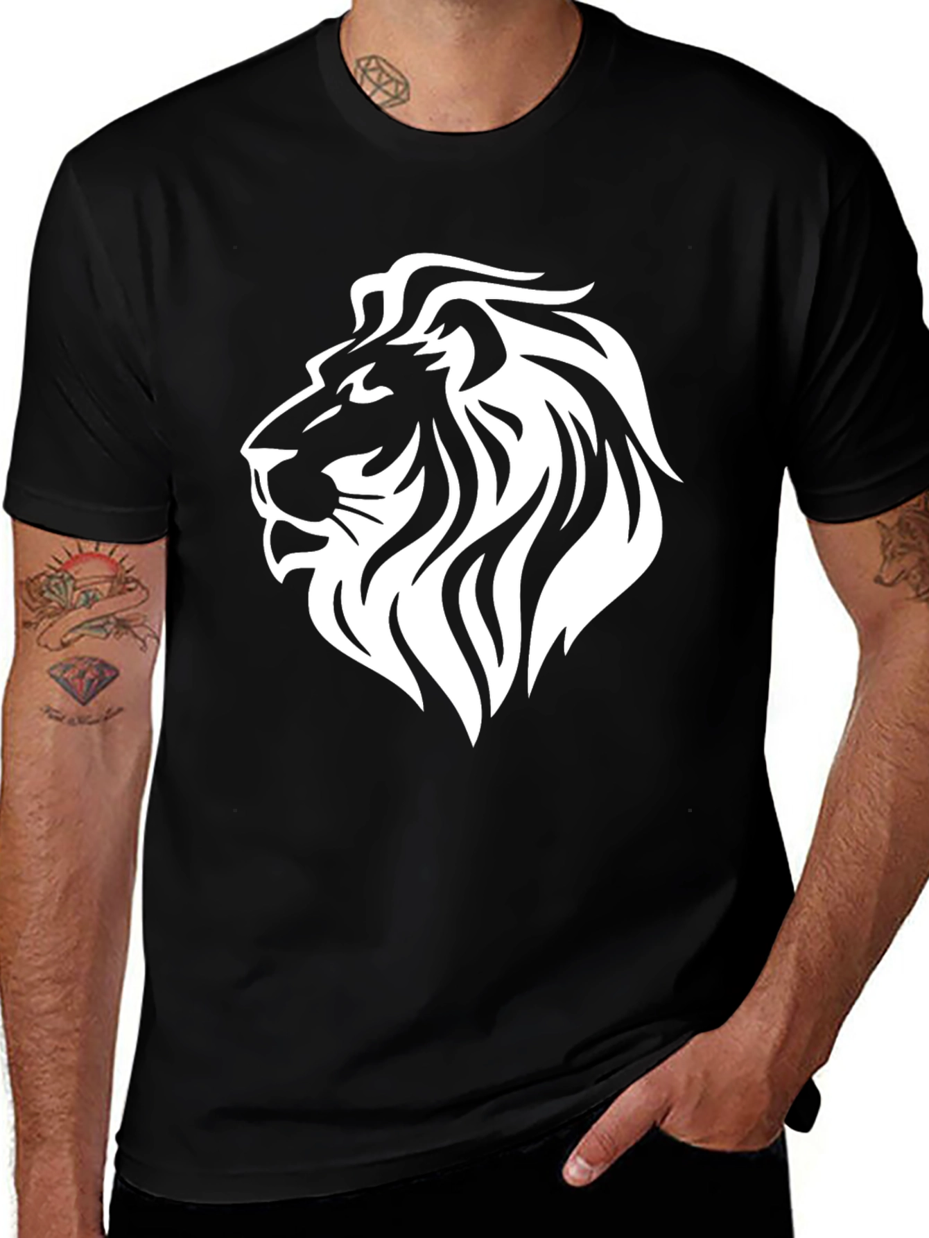 Variant 25 of Lion Graphic Tee - Bold Black T-Shirt