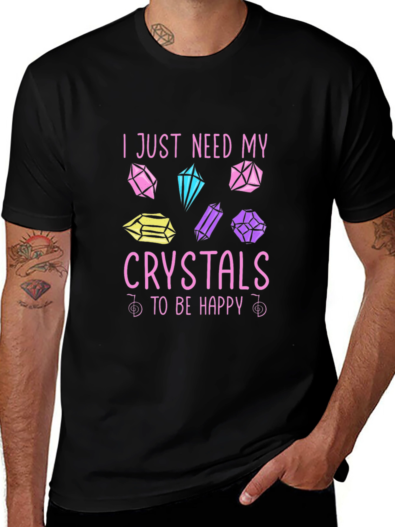 Crystals Make Me Happy Black T-Shirt