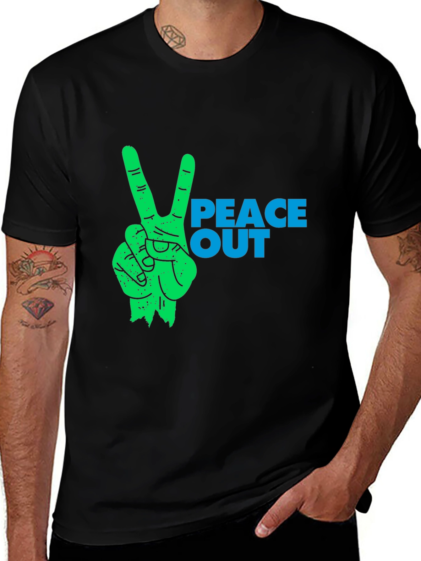 Variant 28 of Peace Out Graphic Tee - Stylish Black Cotton T-Shirt