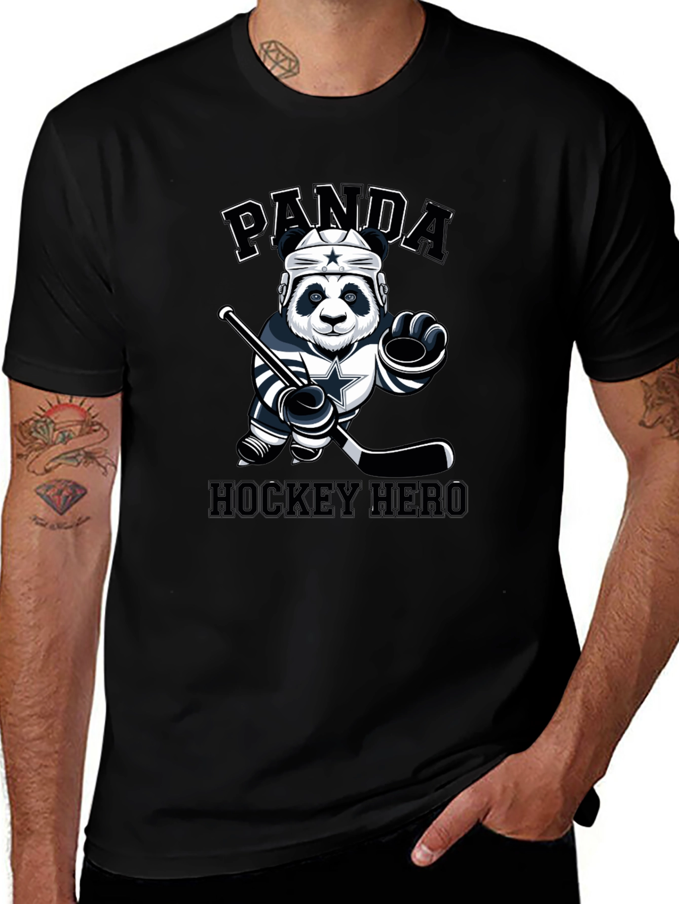 Variant 5 of Panda Hockey Hero Graphic T-Shirt