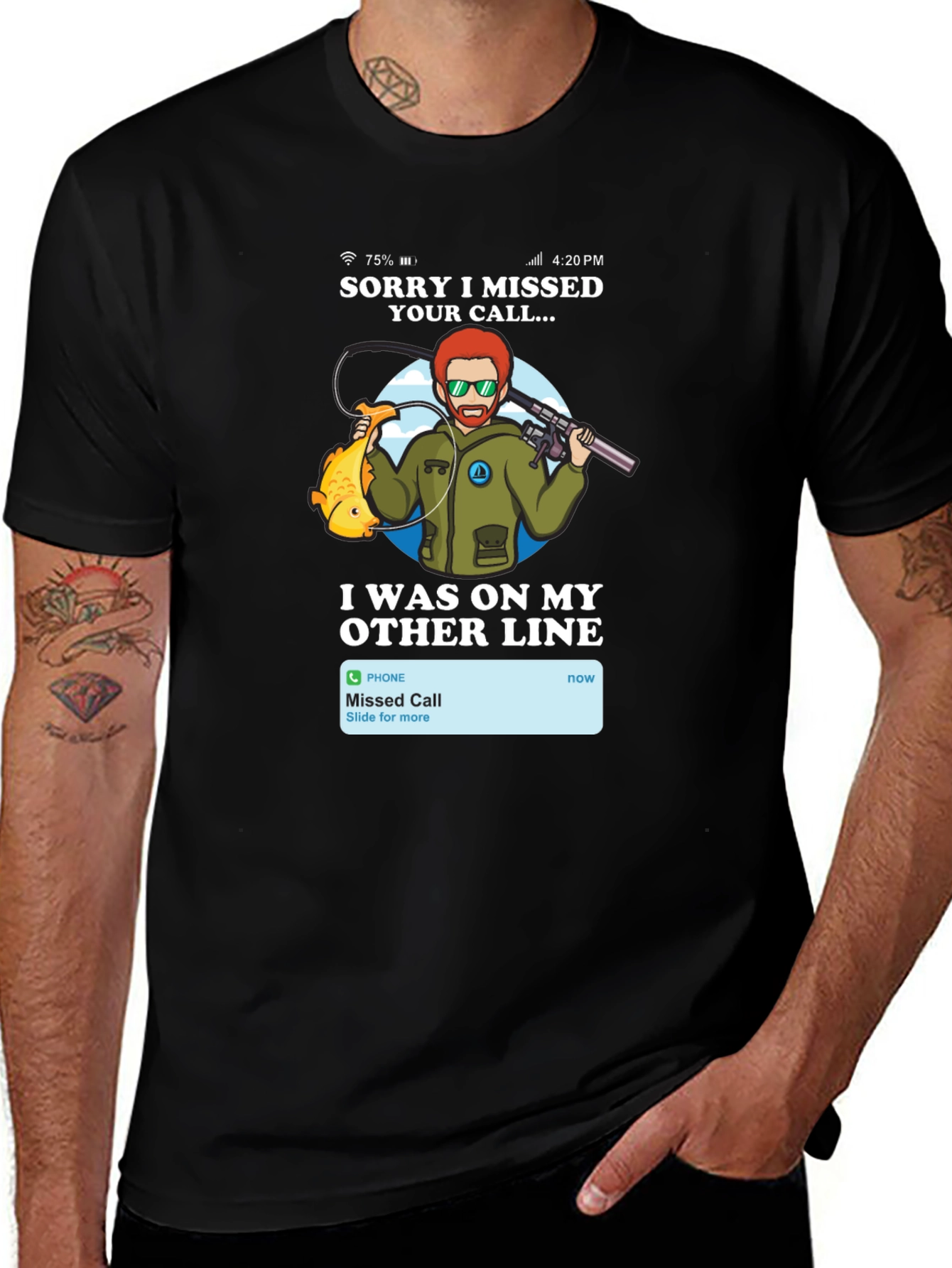 Variant 8 of Missed Call Fishing T-Shirt - Angler Humor Tee