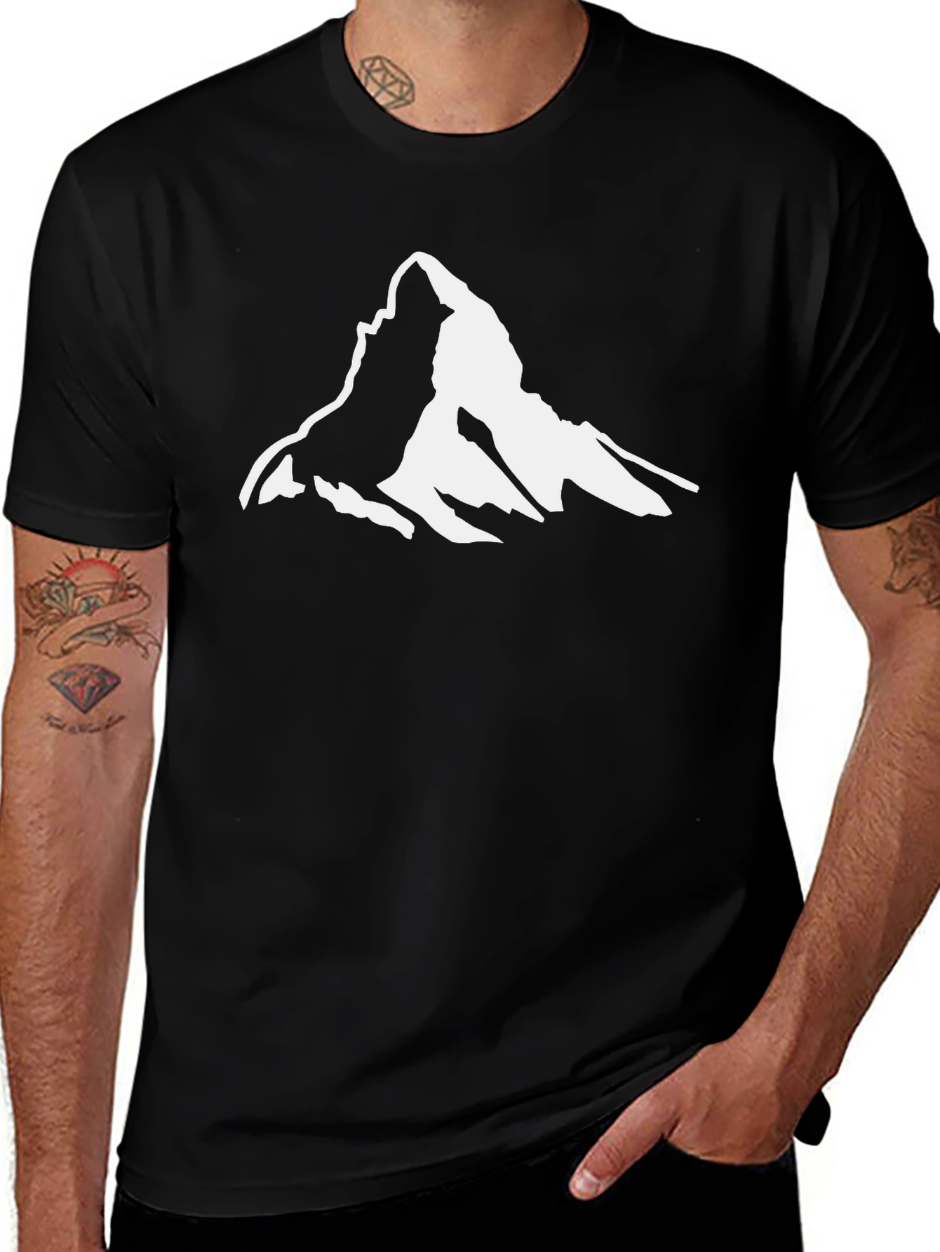 Variant 21 of Mountain Peak Graphic Tee - Black Cotton T-Shirt
