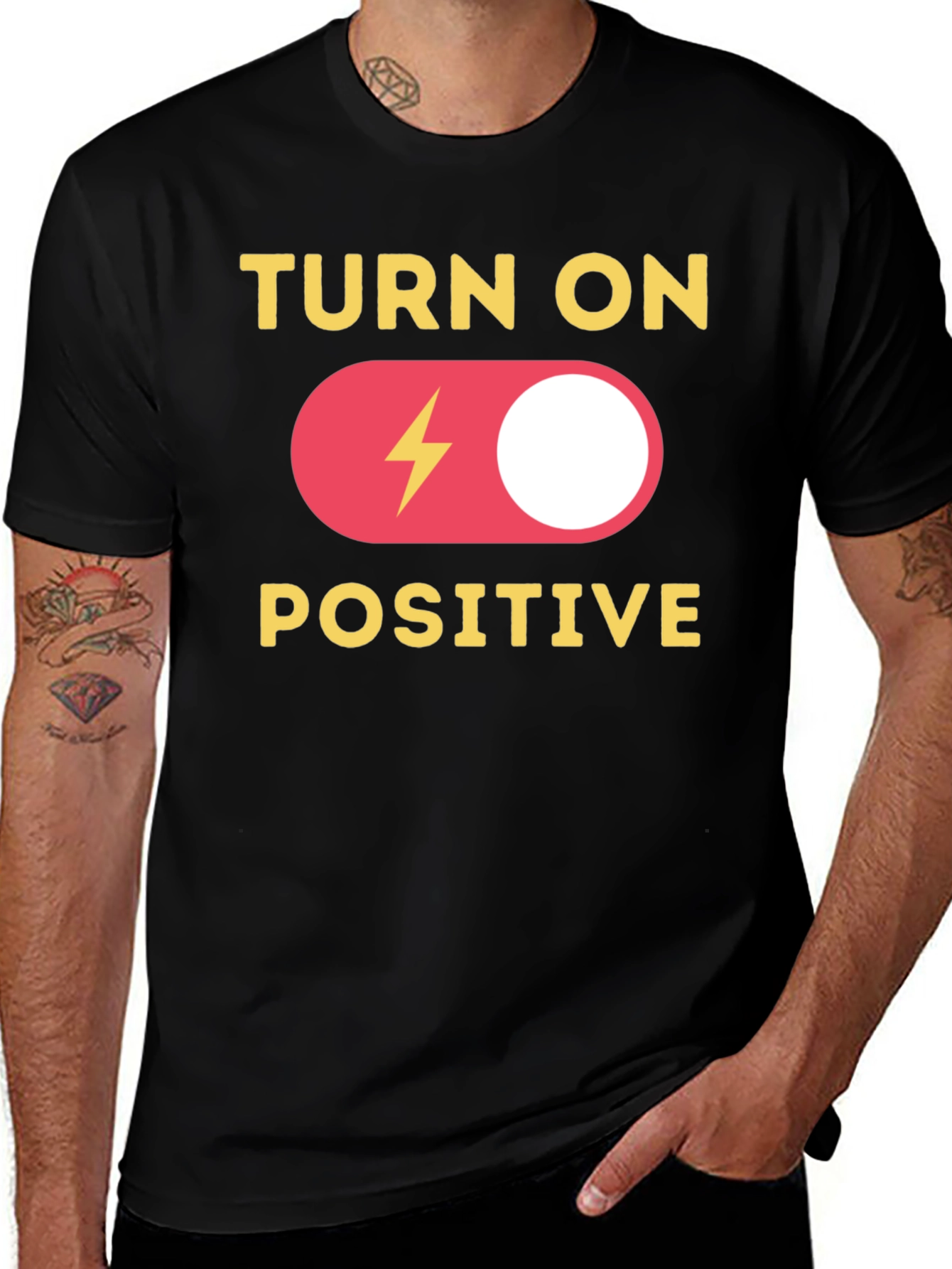 Variant 29 of Turn On Positive Graphic T-Shirt - Black