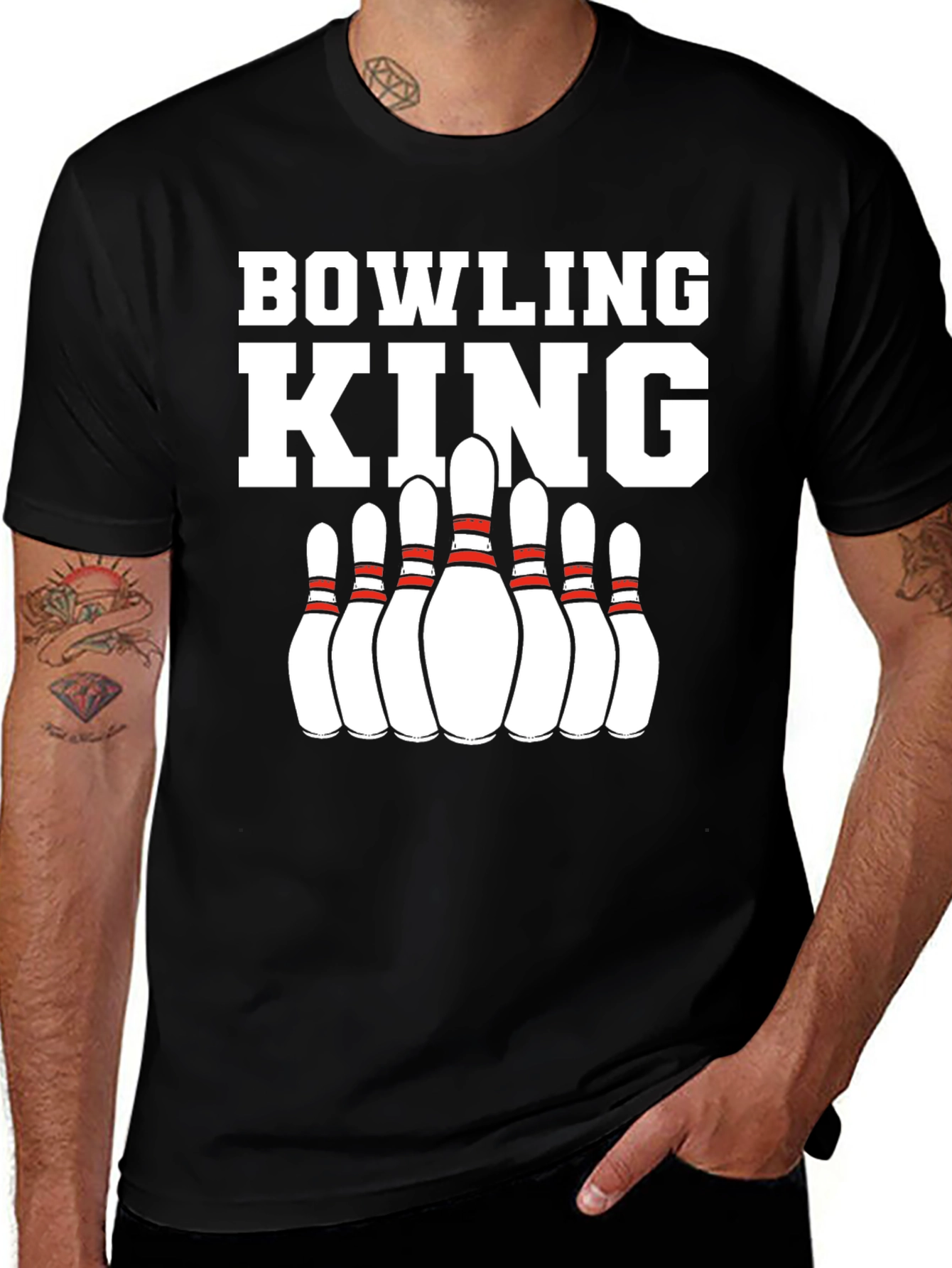 Variant 5 of Bowling King Graphic T-Shirt for Bowling Enthusiasts