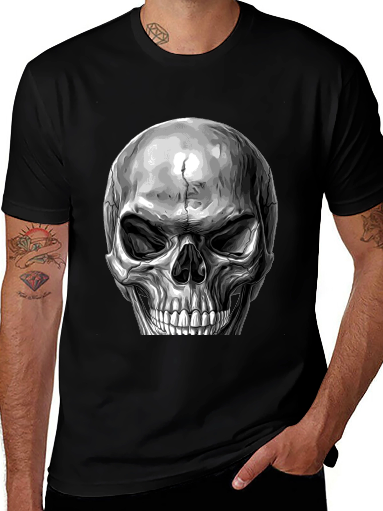Variant 9 of Skull Graphic Print T-Shirt - Black