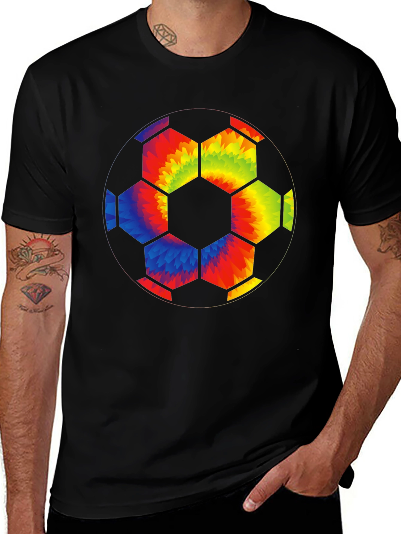 Variant 15 of Rainbow Soccer Ball Graphic T-Shirt