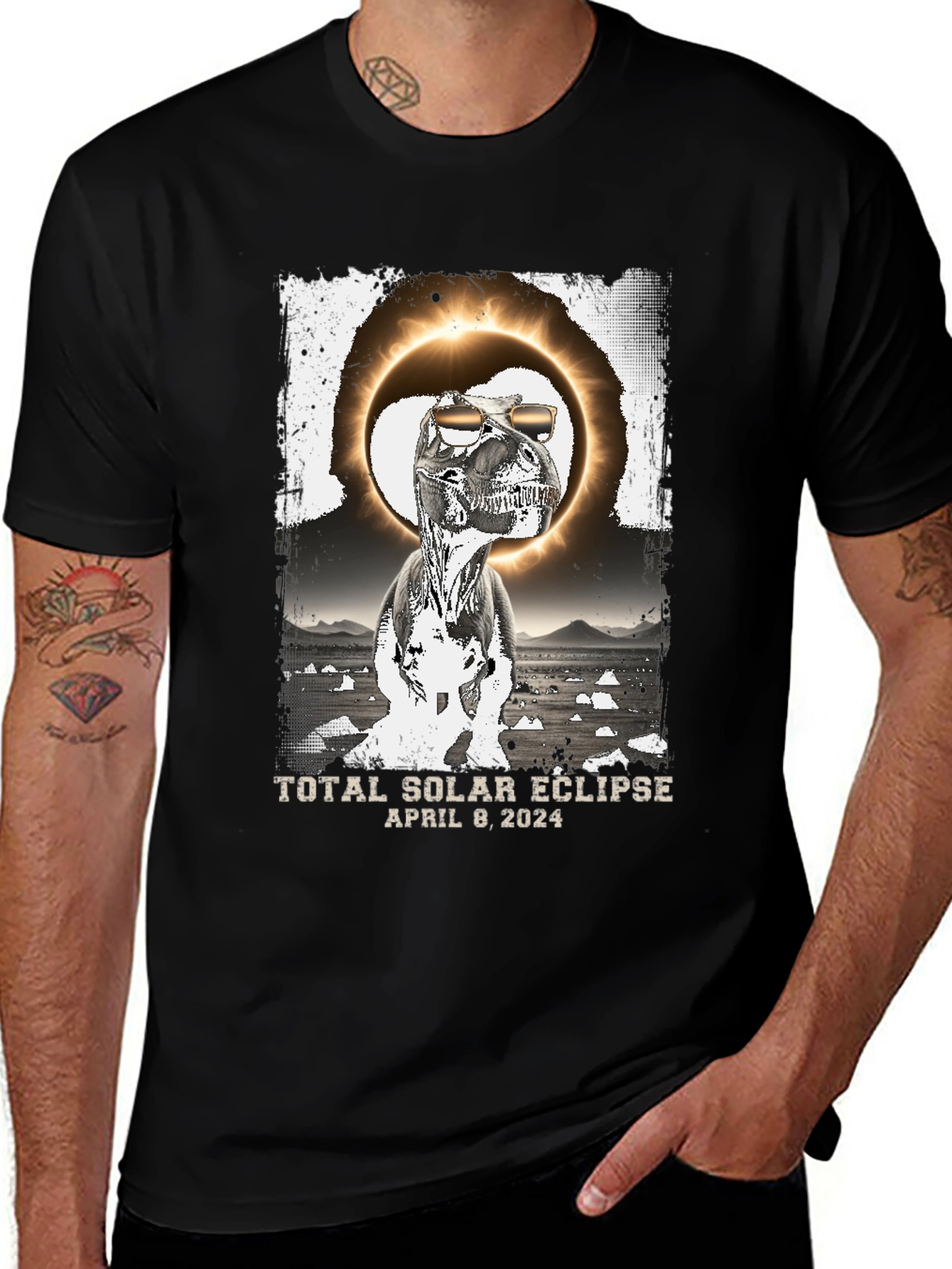 Variant 4 of Total Solar Eclipse Dinosaur T-Shirt