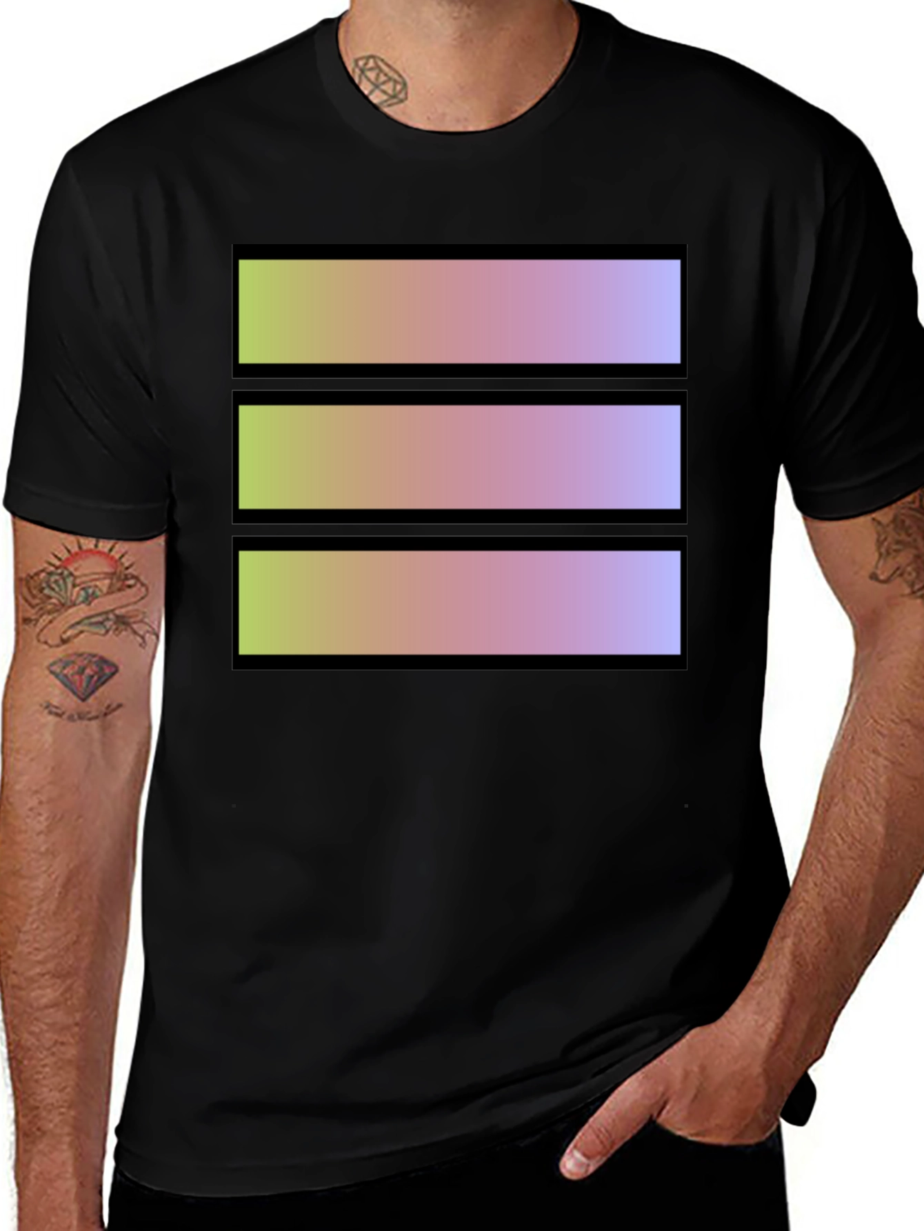 Variant 5 of Gradient Stripe Graphic Tee - Stylish Casual Wear