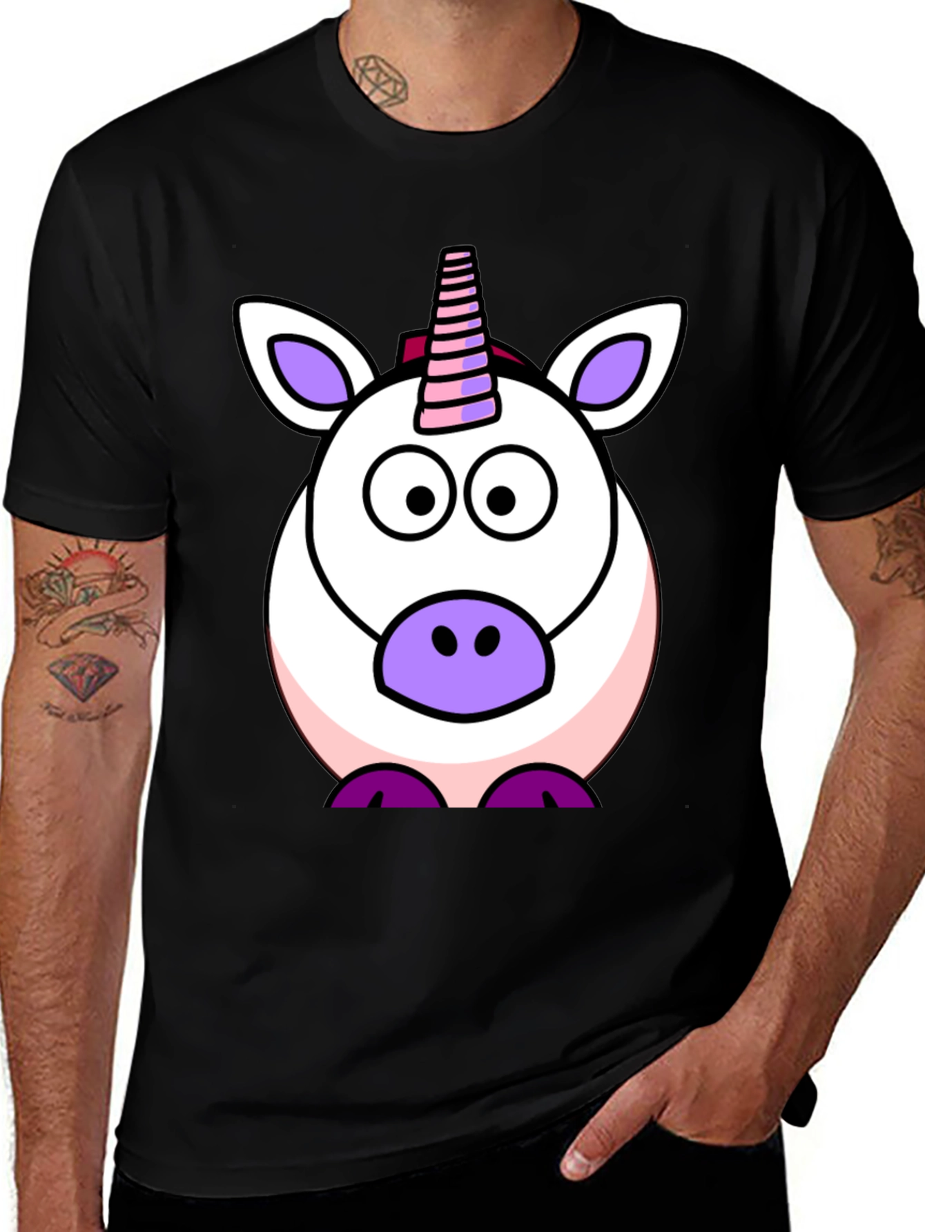 Variant 16 of Unicorn Cartoon Black T-Shirt