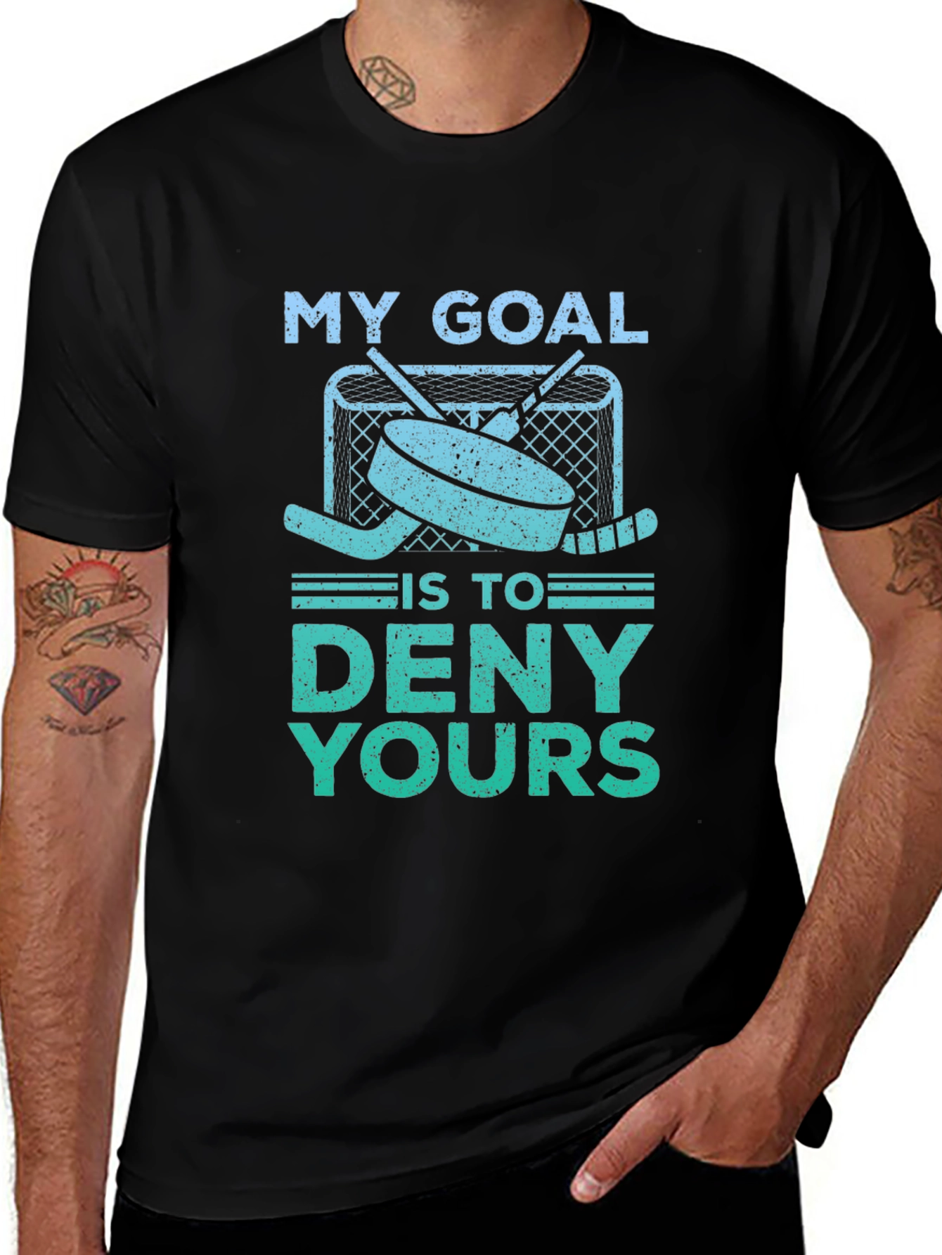 Black Hockey Goal T-Shirt - Deny Yours! main image