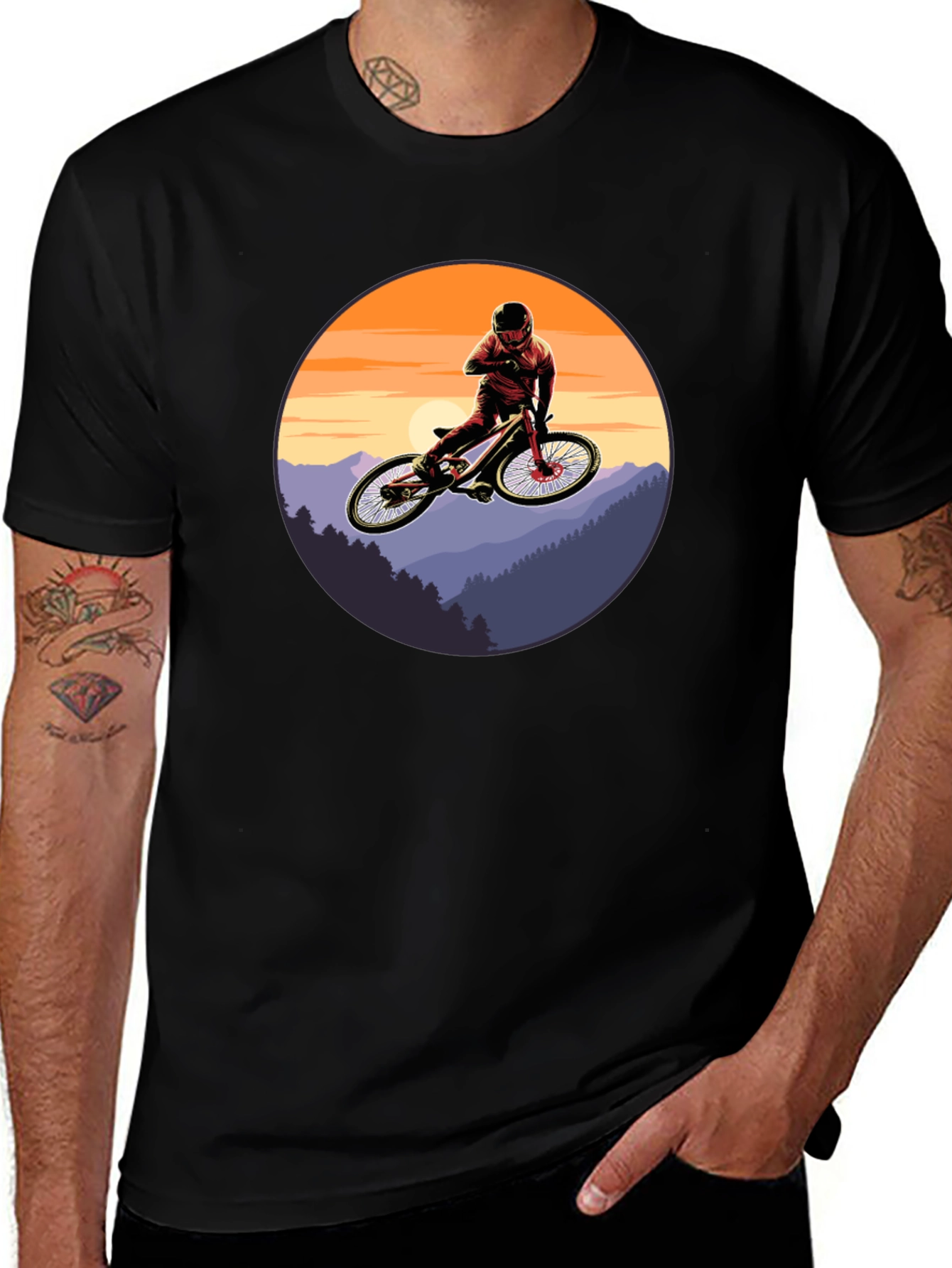 Variant 5 of Mountain Bike Sunset Graphic Tee