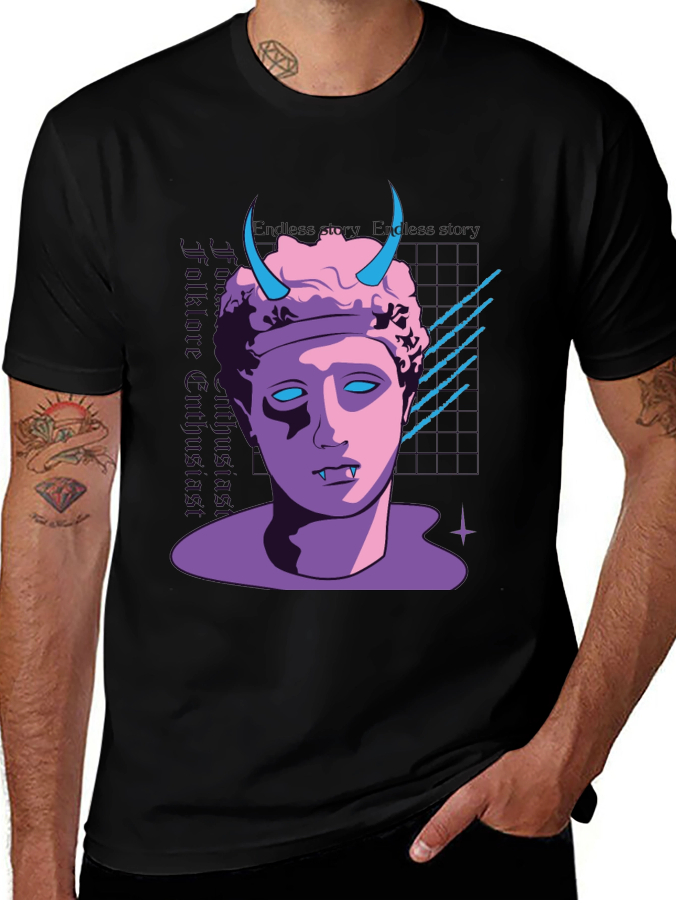 Variant 10 of Vaporwave Vampire T-Shirt - Black