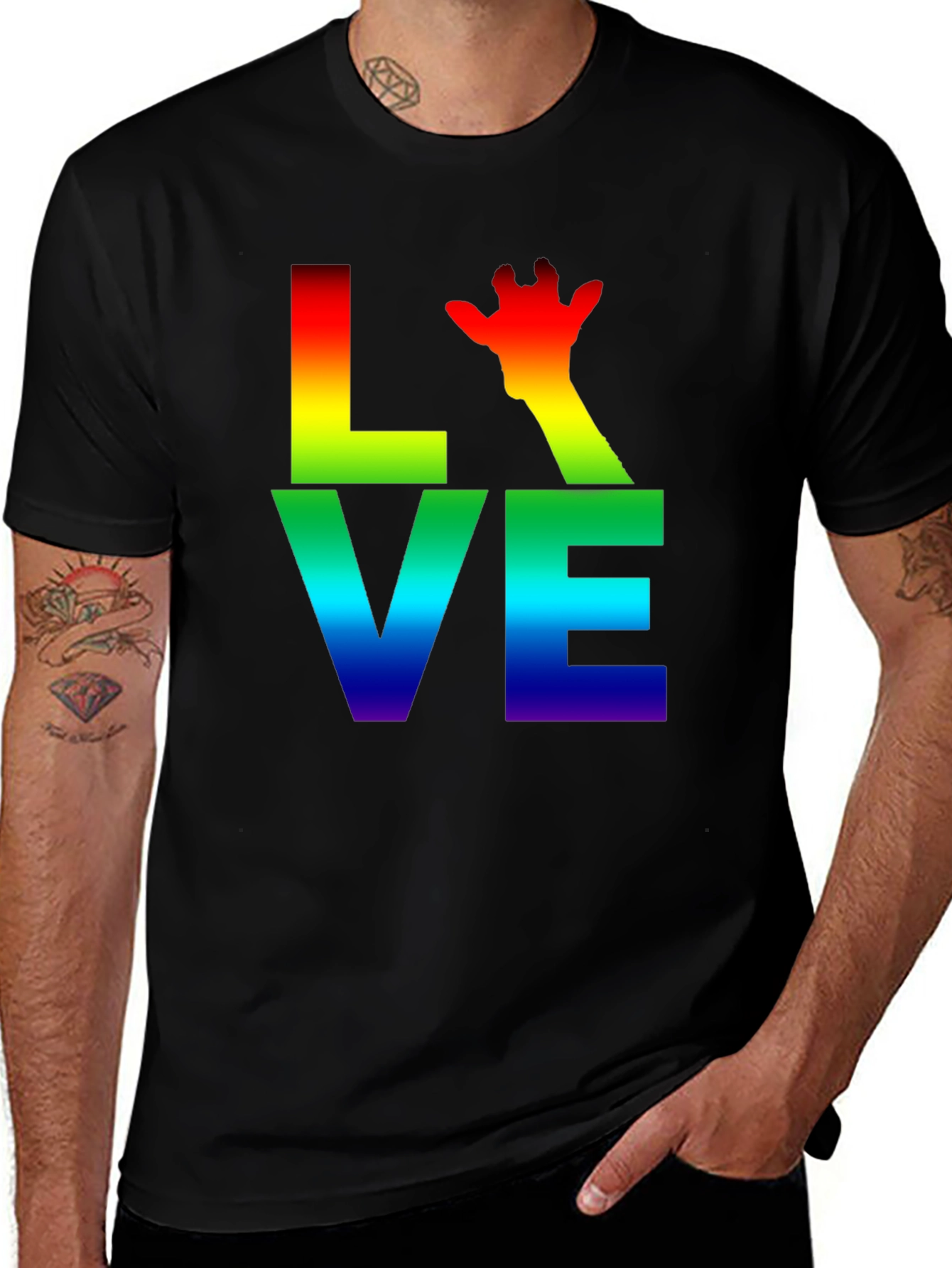 Variant 22 of Rainbow LOVE Giraffe Graphic T-Shirt