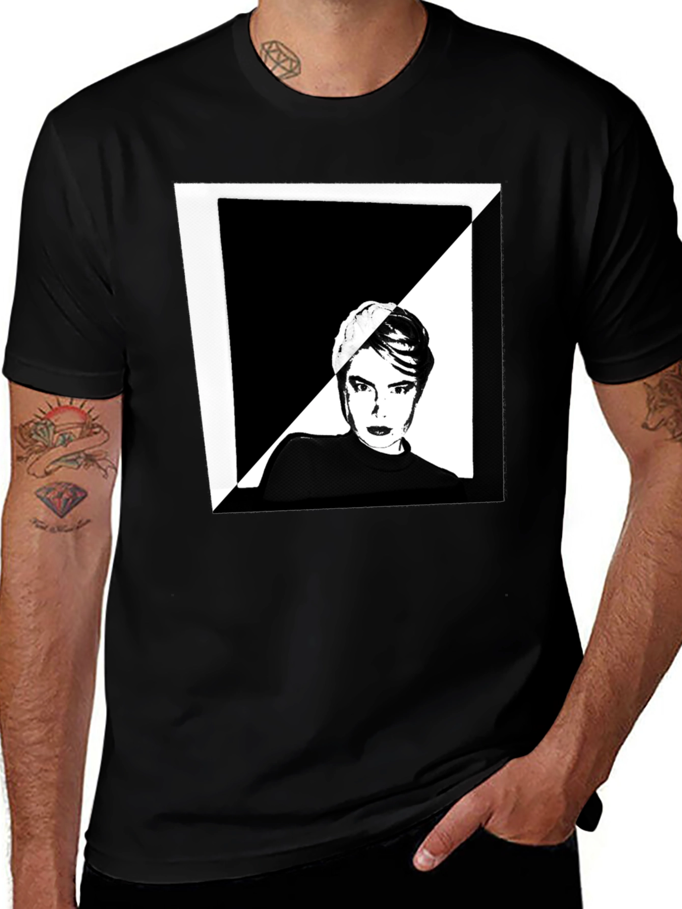Variant 23 of Abstract Portrait Graphic Tee - Black