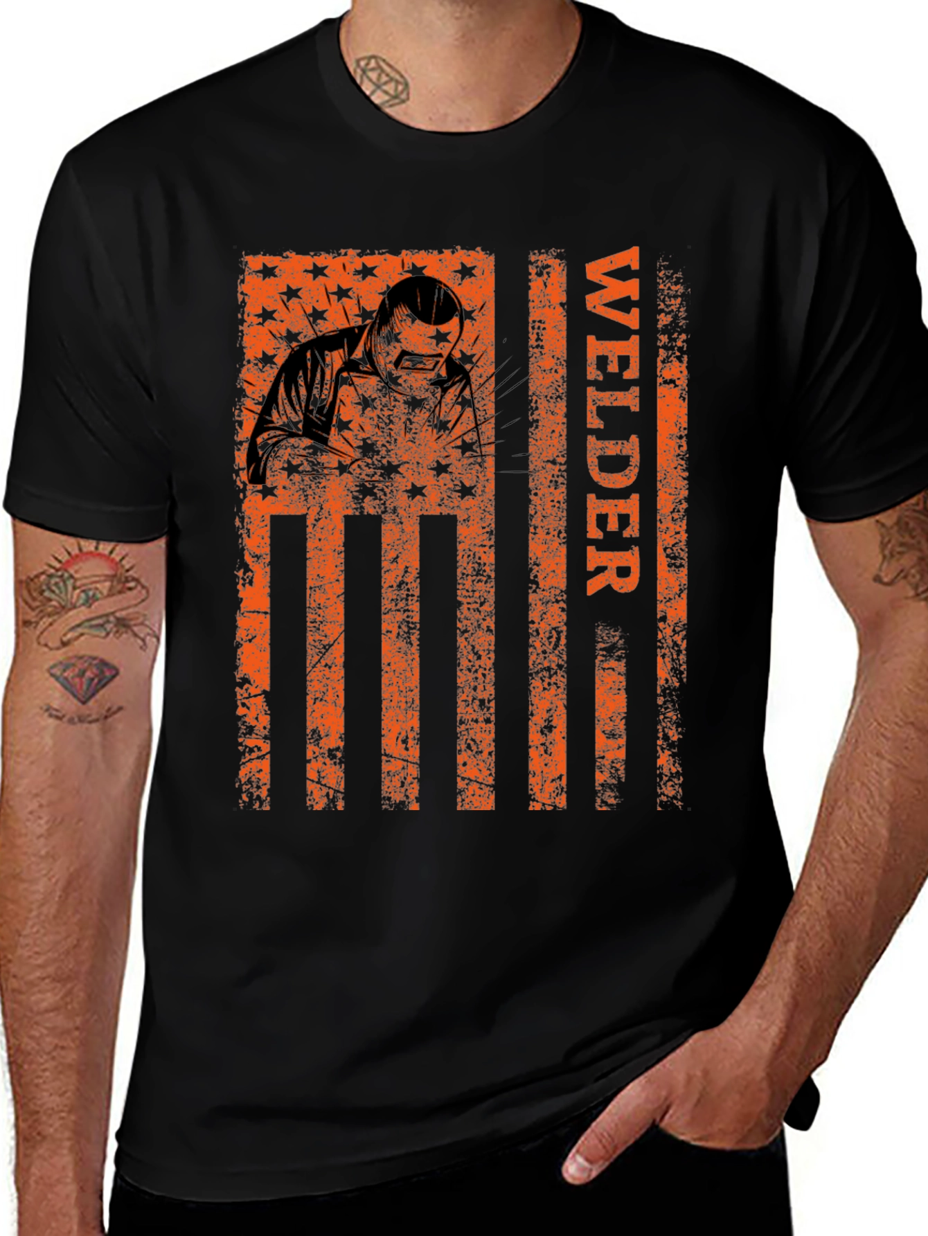Variant 29 of Welder American Flag Graphic T-Shirt