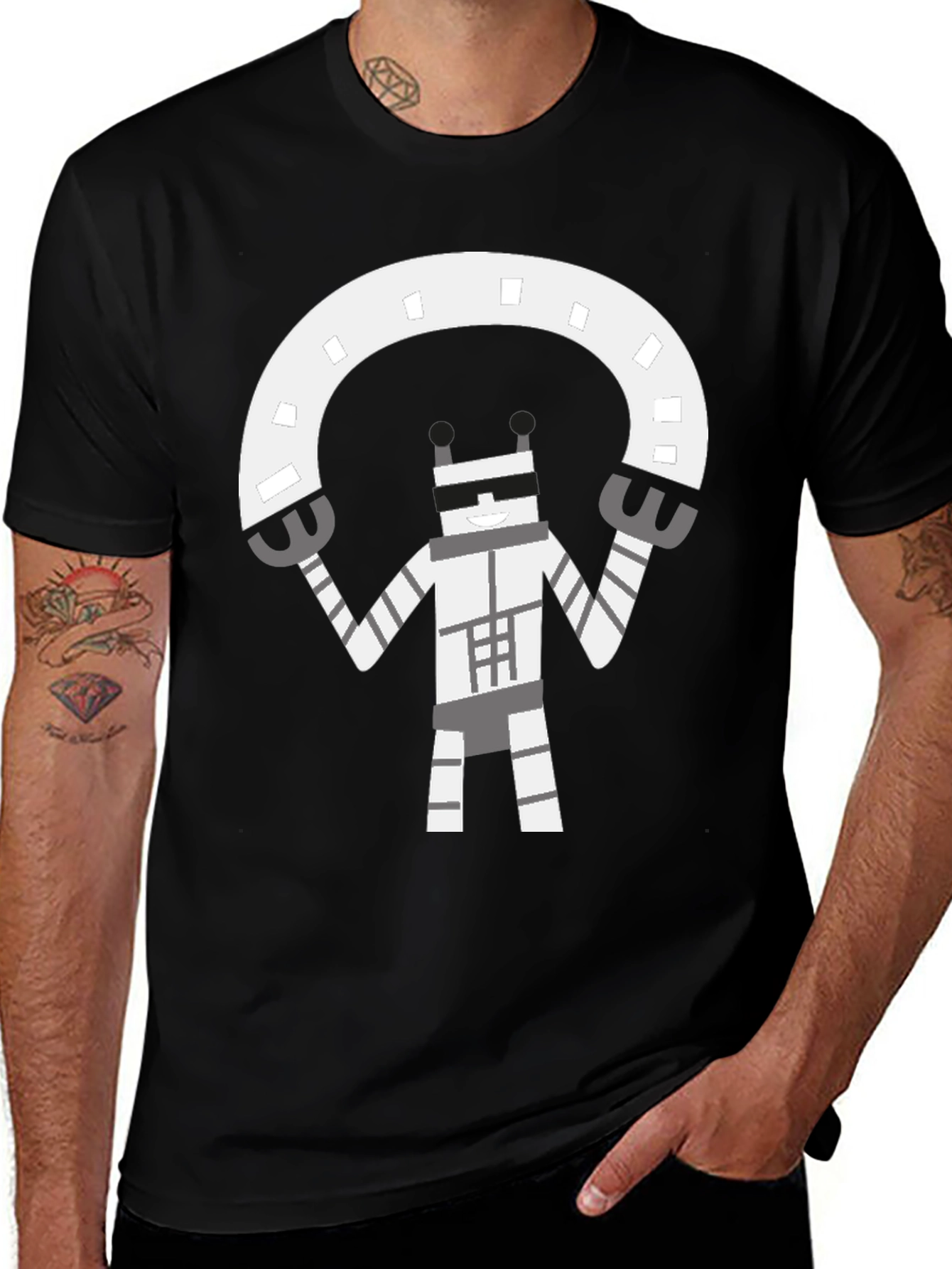 Variant 12 of Robot Graphic Black T-Shirt