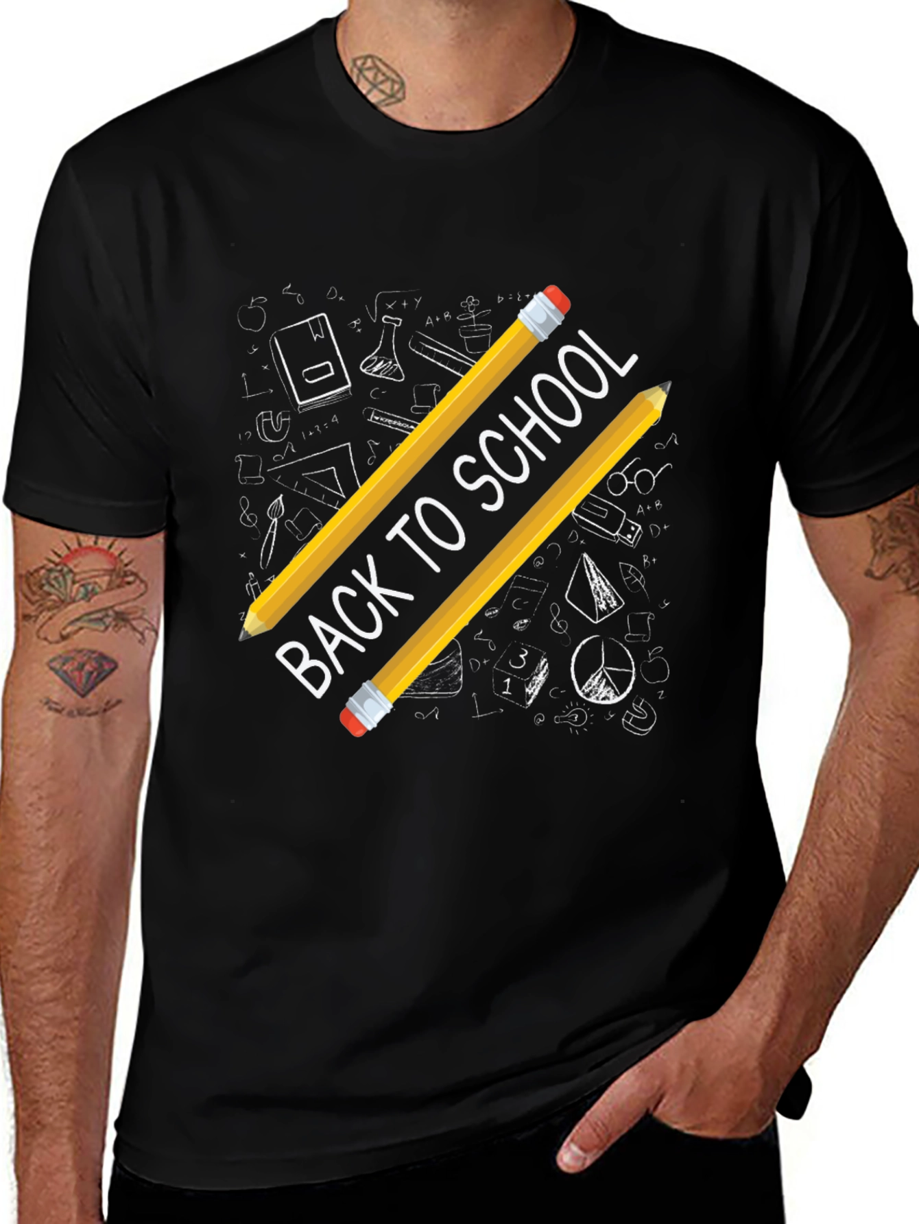 Variant 27 of Back to School Pencil Graphic T-Shirt - Black