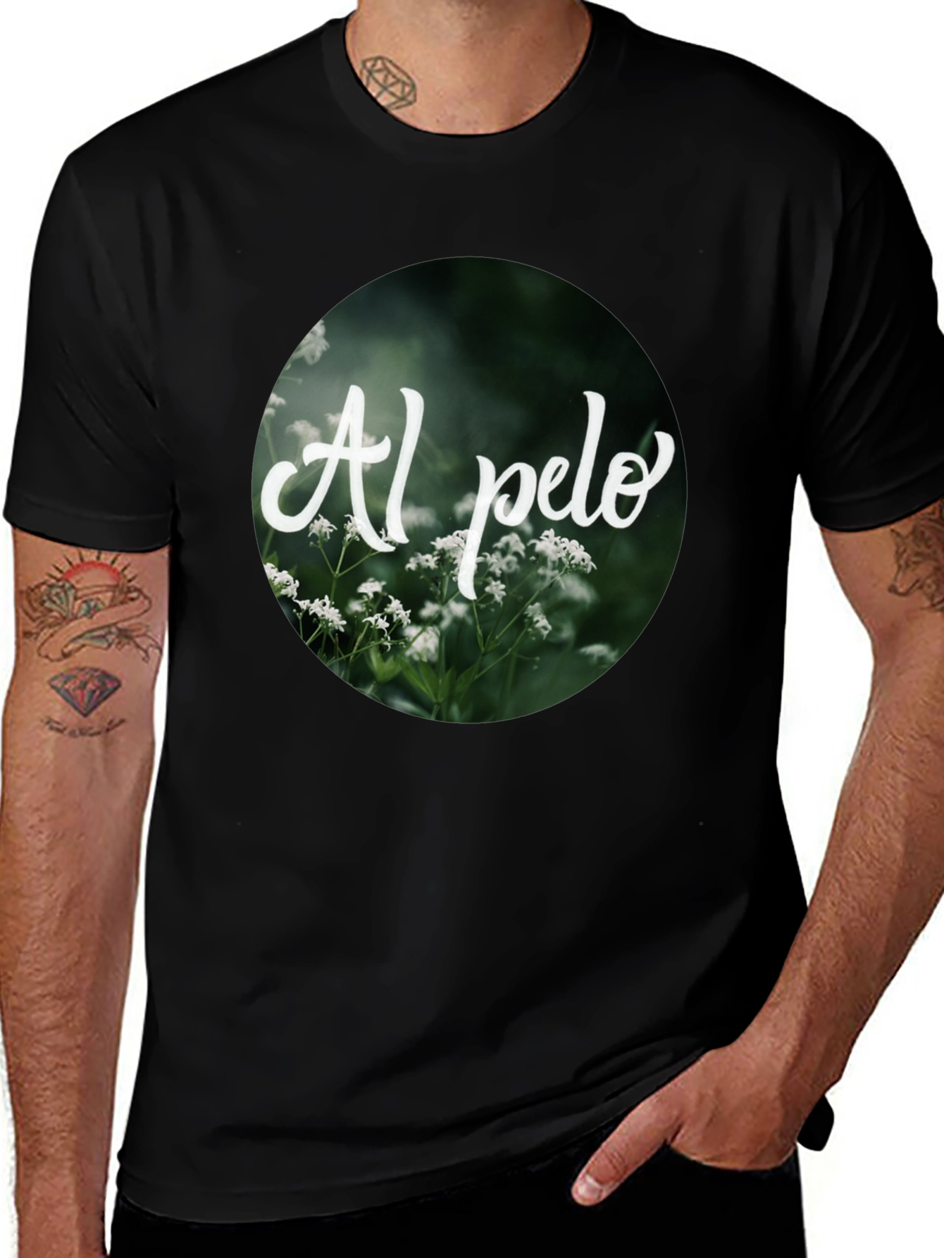 Variant 12 of Al Pelo Nature Graphic Black T-Shirt