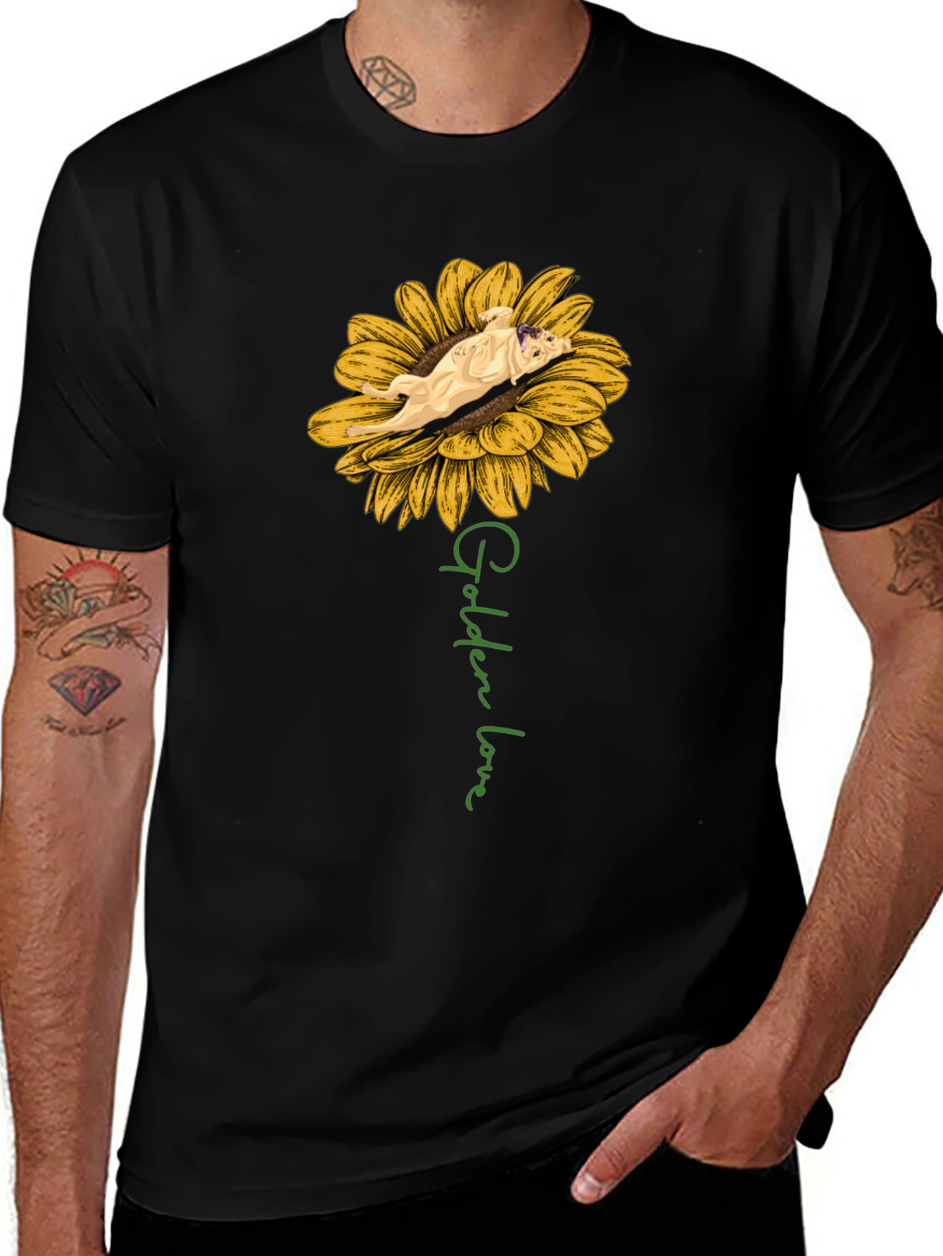 Variant 3 of Golden Love Dog Sunflower Graphic T-Shirt