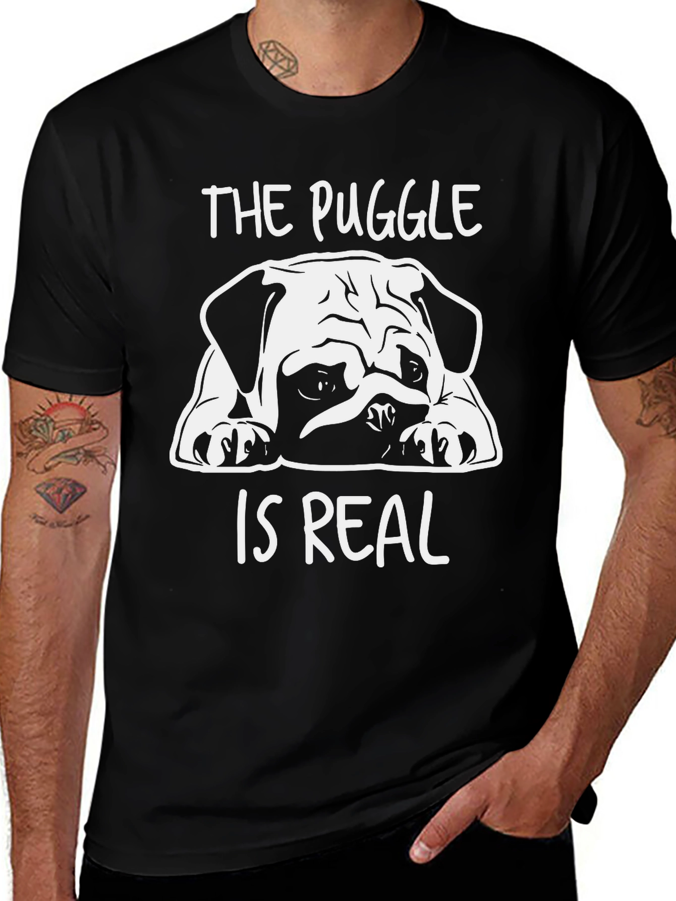Variant 21 of The Puggle is Real T-Shirt - Black