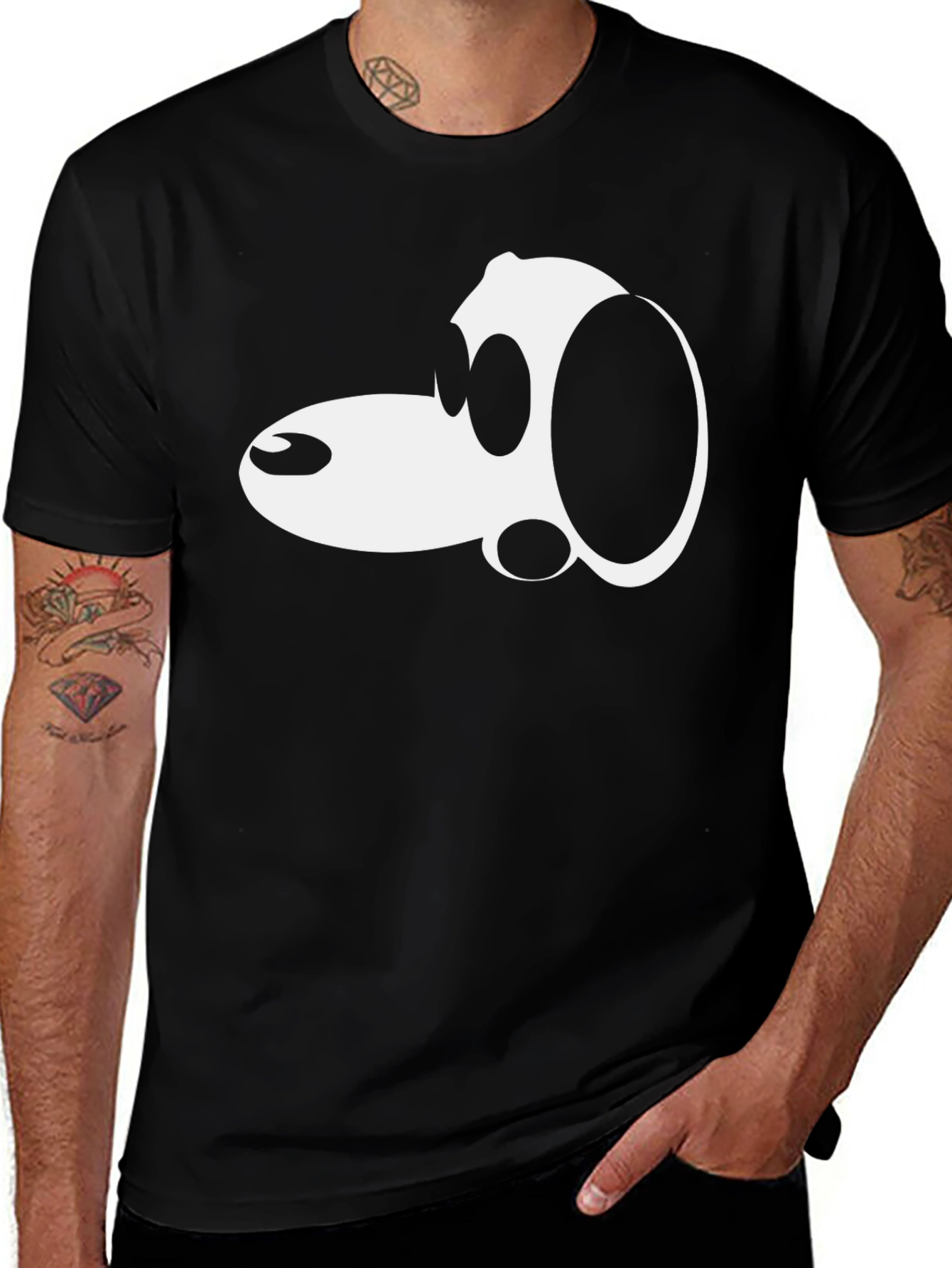 Variant 14 of Cartoon Dog Graphic Black T-Shirt - Casual Style