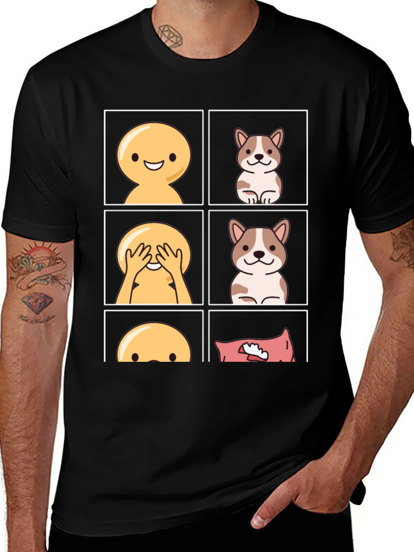 Variant 17 of Peek-a-Boo Emoji & Dog T-Shirt - Fun & Casual Tee