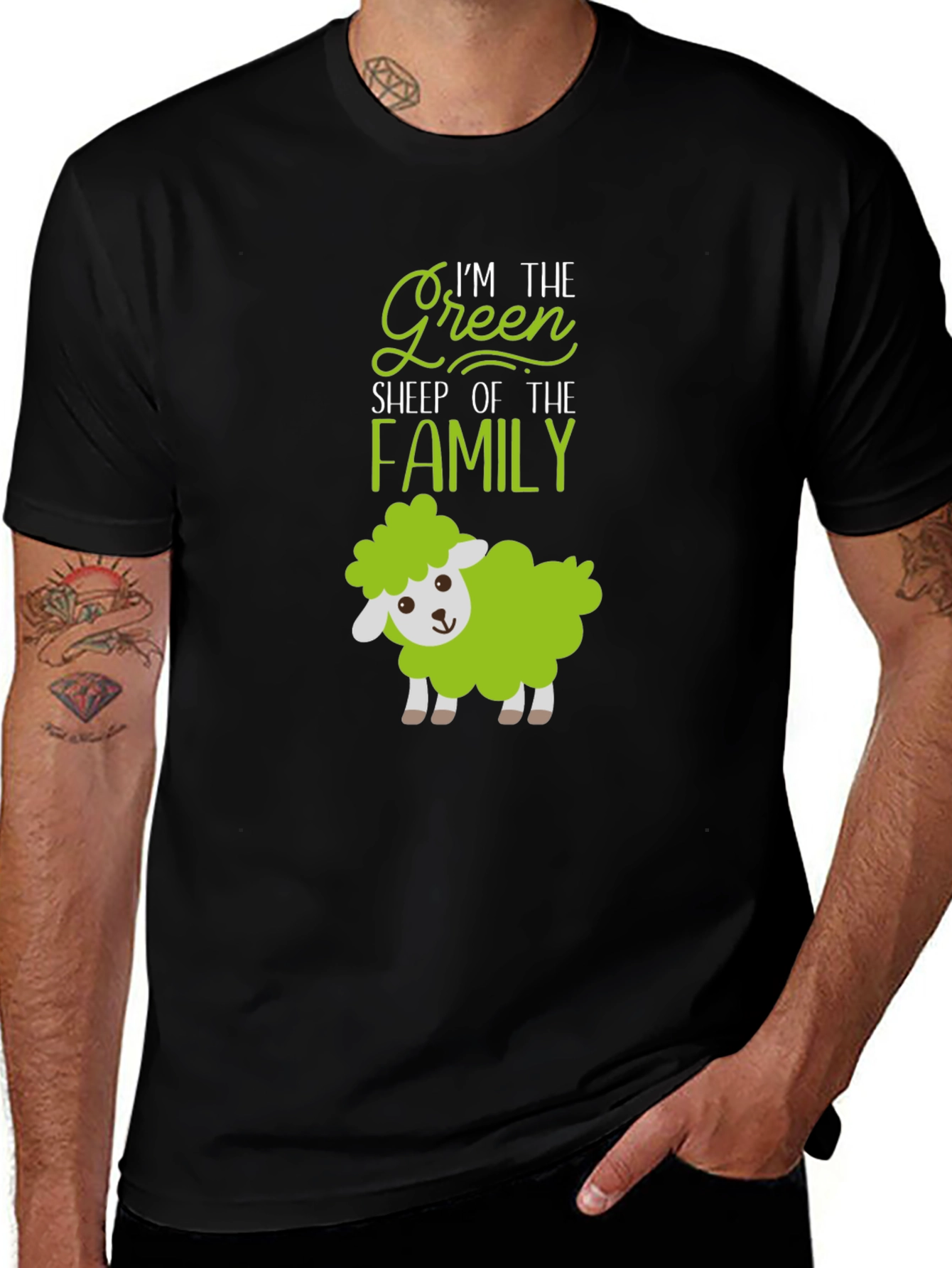 Variant 14 of Green Sheep of the Family Graphic T-Shirt