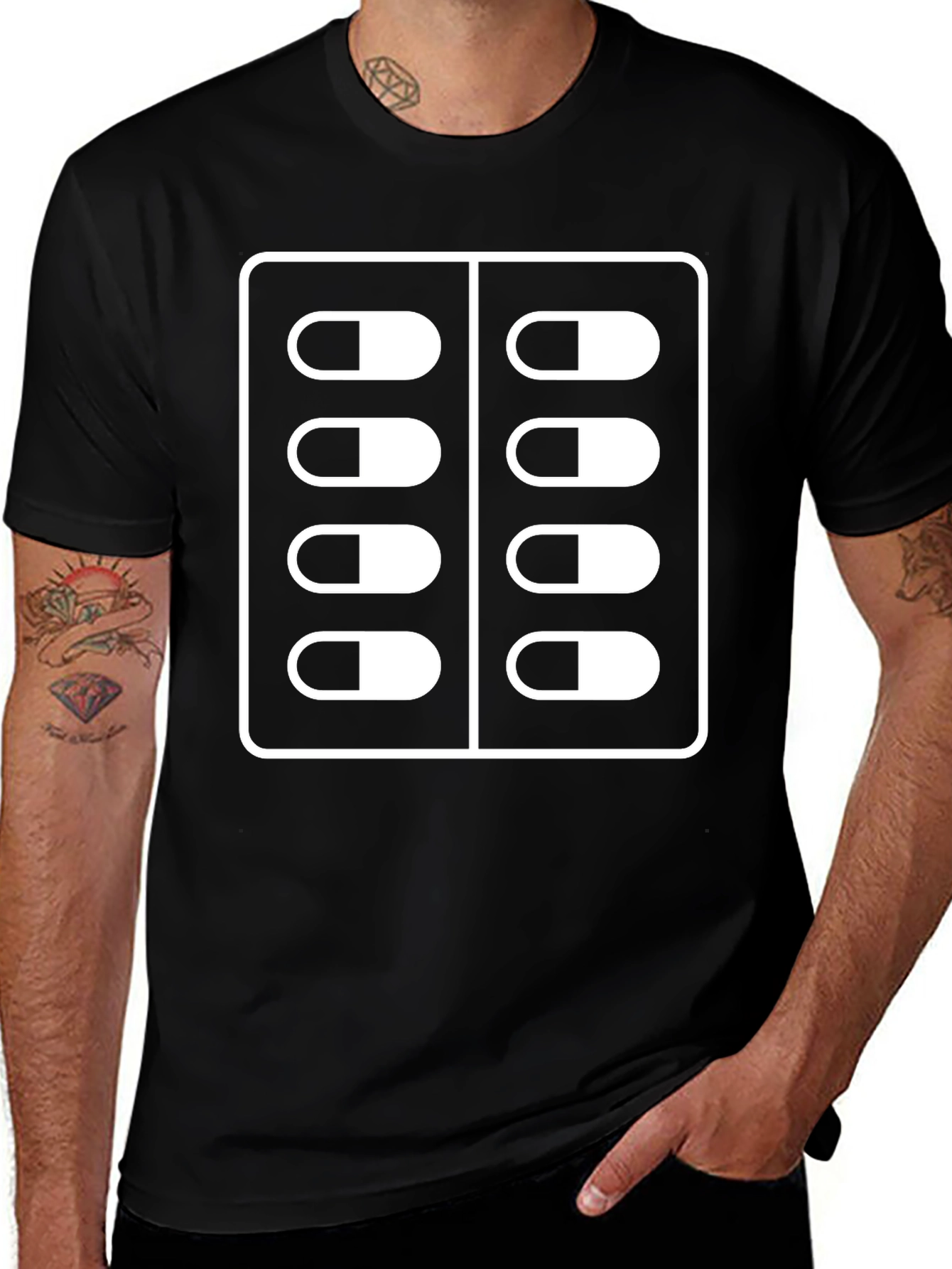 Variant 13 of Pills Graphic Black T-Shirt - Funny Medicine Tee