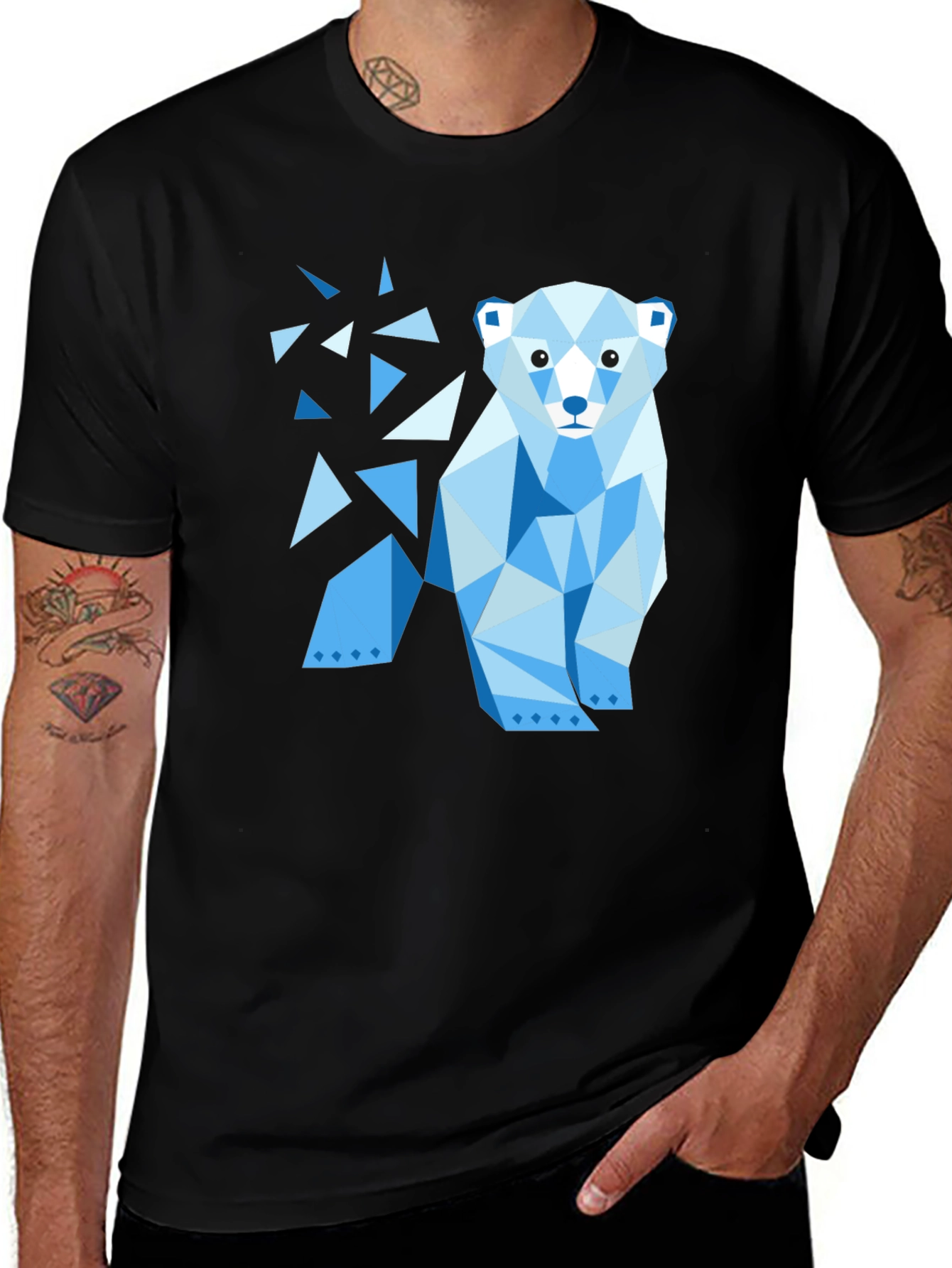 Variant 5 of Geometric Polar Bear Black T-Shirt