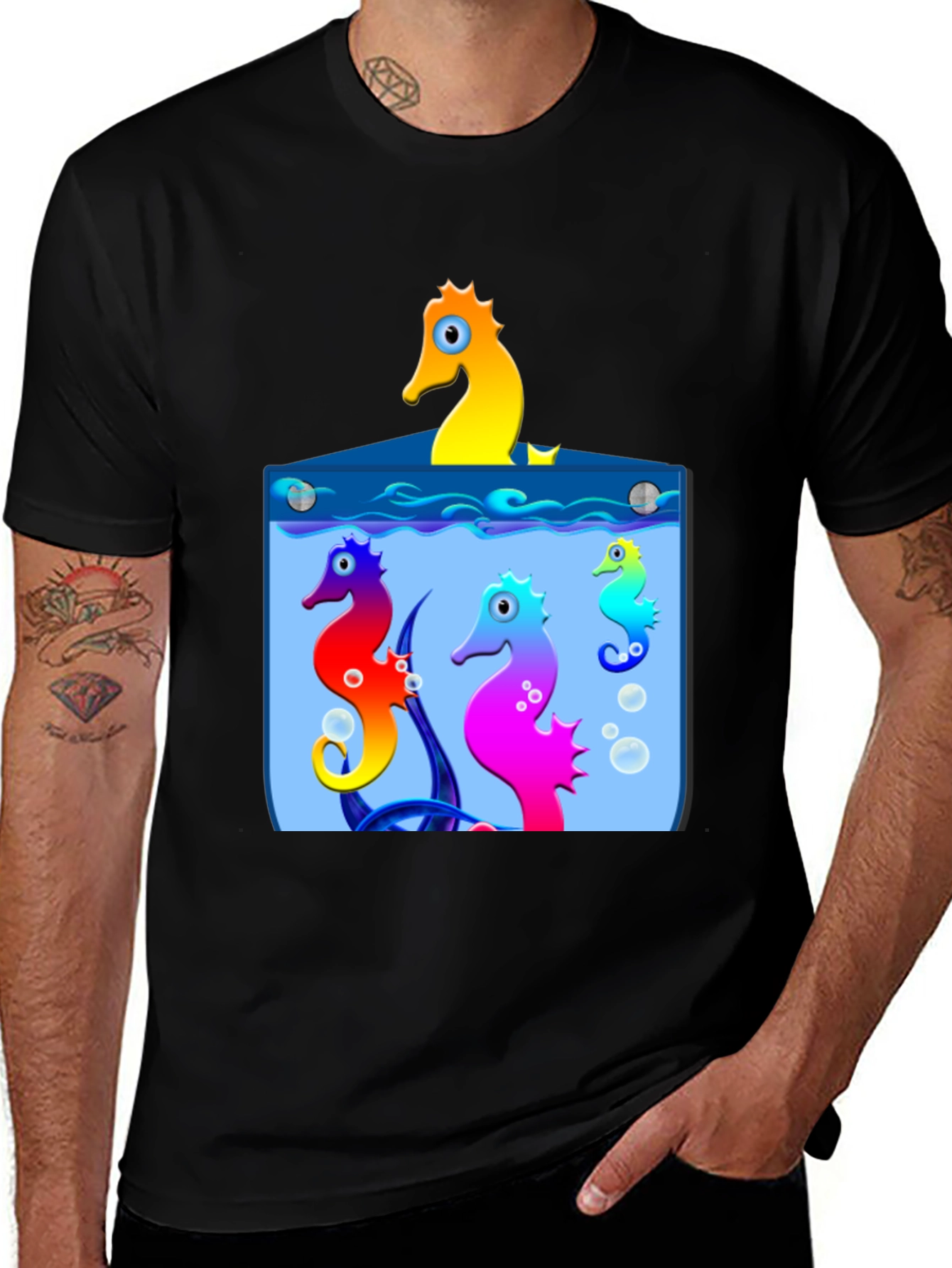 Variant 11 of Seahorse Pocket Graphic Tee