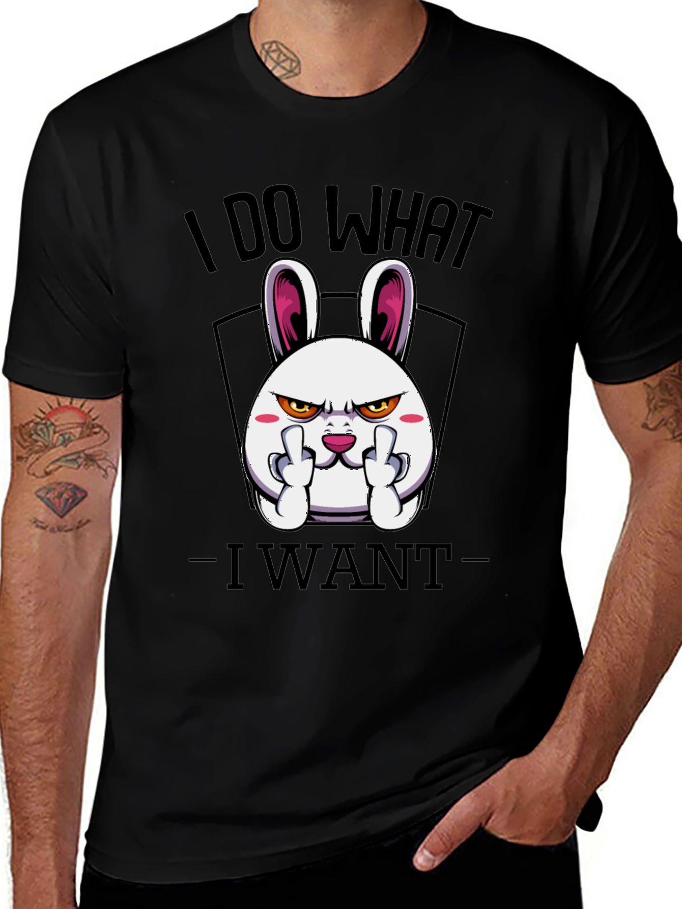 Variant 4 of I Do What I Want Funny Bunny Graphic Tee
