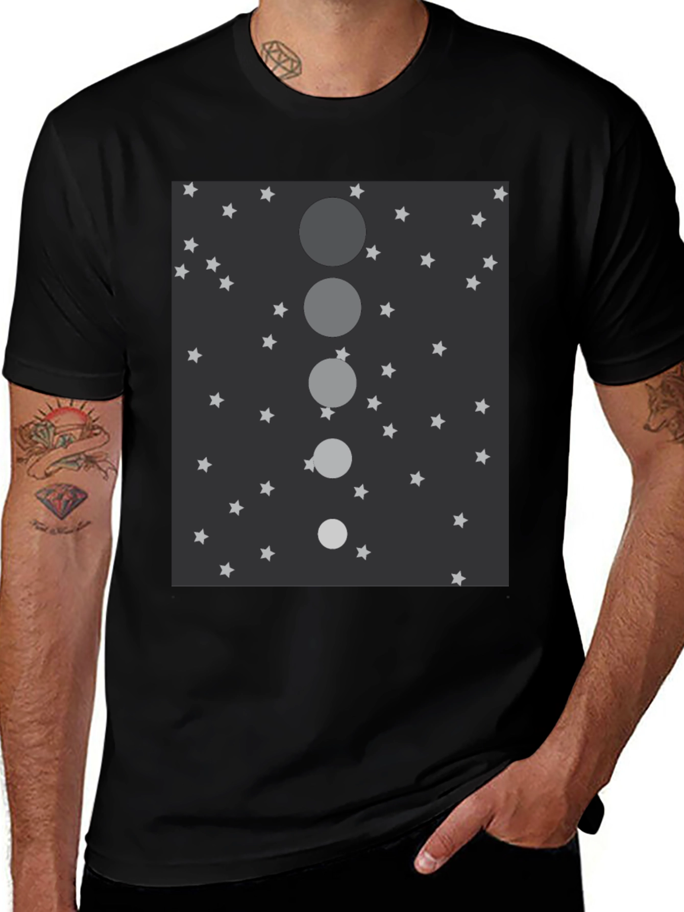 Variant 21 of Celestial Sphere Men's Black Graphic Tee