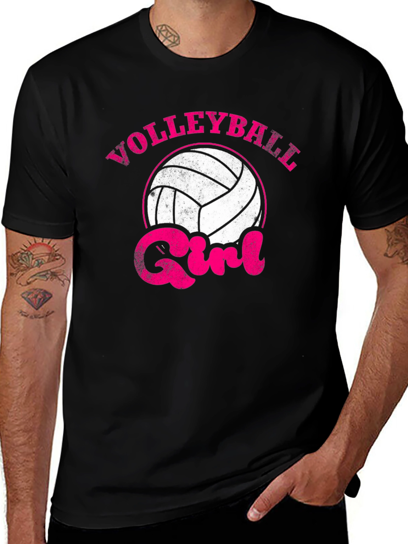 Black Volleyball Girl Graphic T-Shirt main image