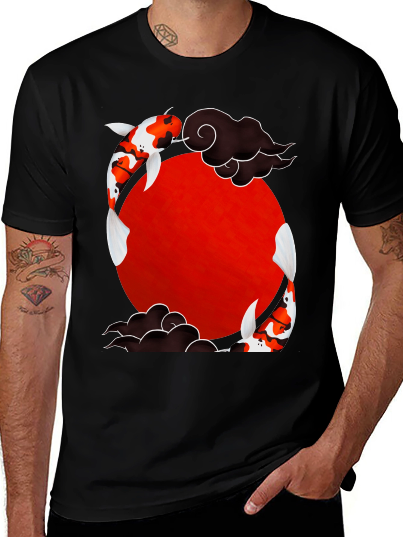 Variant 14 of Koi Fish Graphic Tee - Japanese Art Style