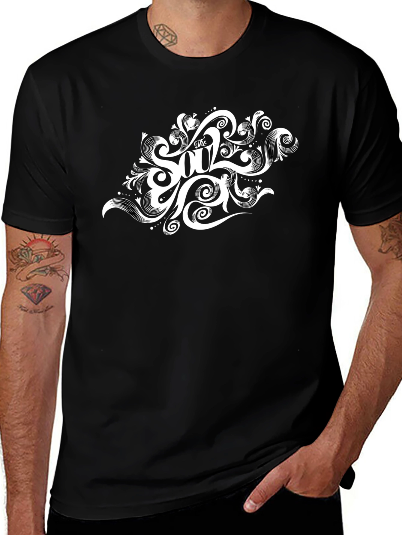 Variant 23 of Soulful Swirl Graphic Black Tee