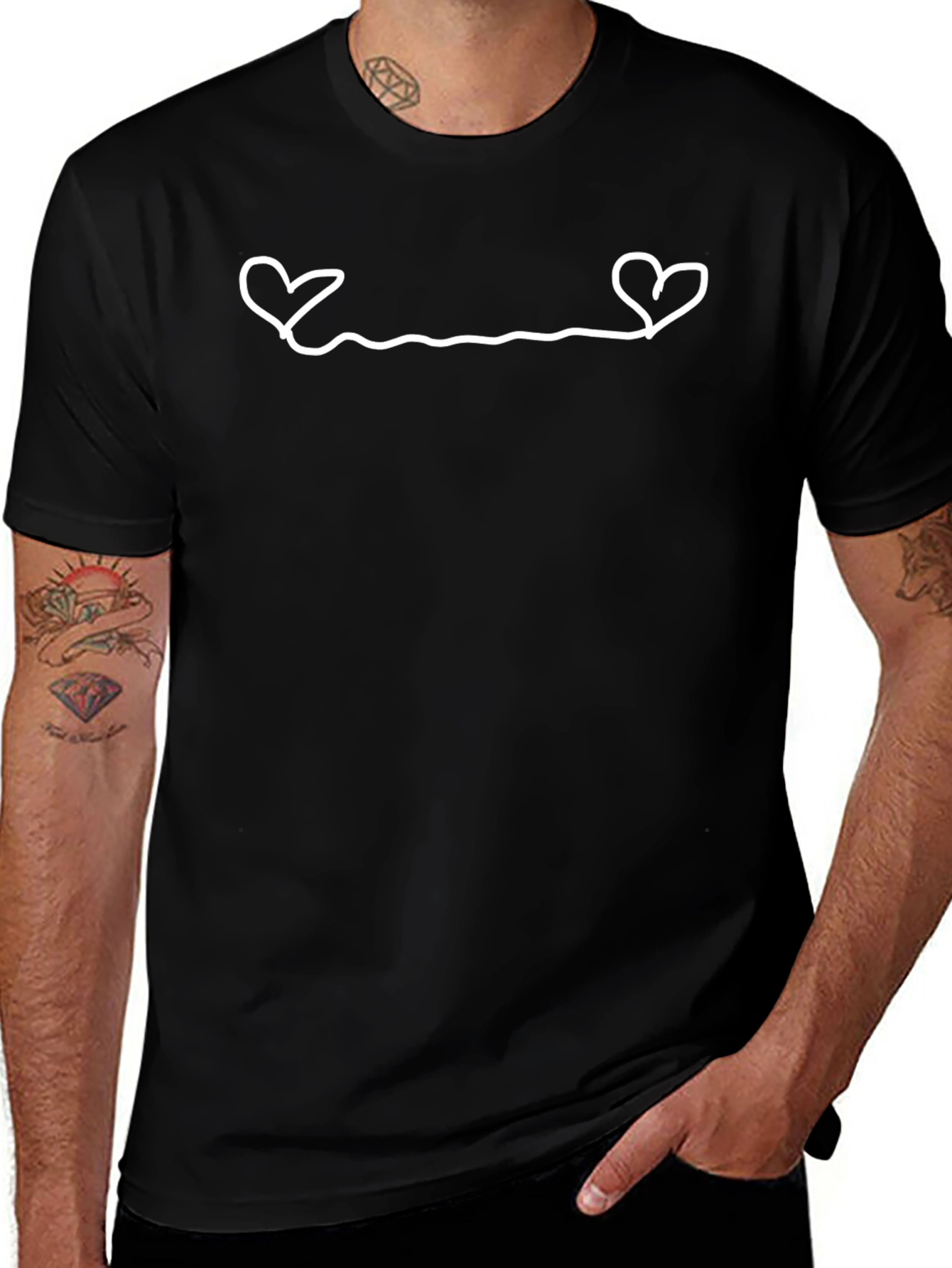 Variant 28 of Heart String Graphic Black T-Shirt