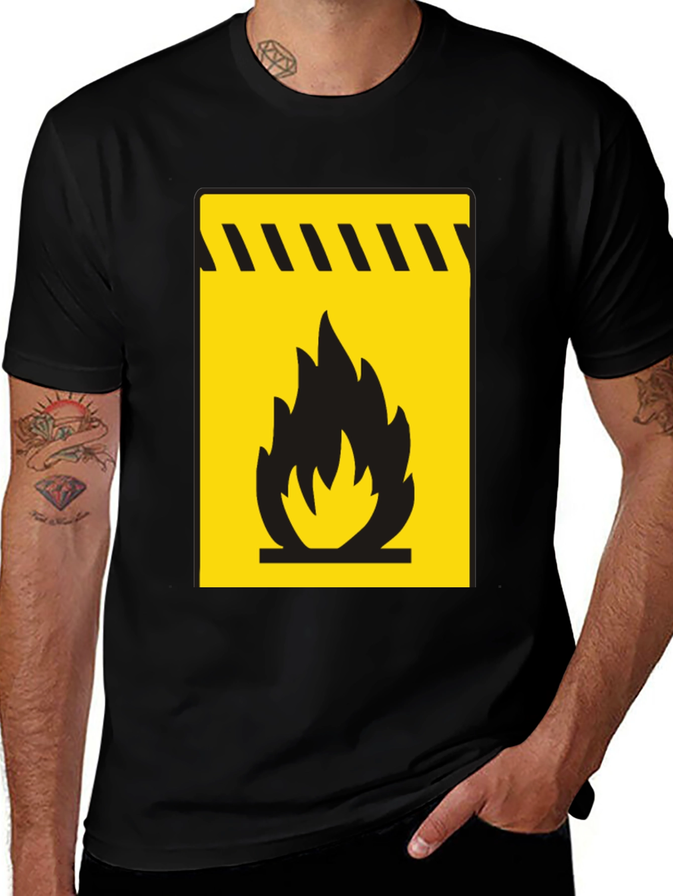 Variant 7 of Flammable Hazard Warning T-Shirt - Safety First!