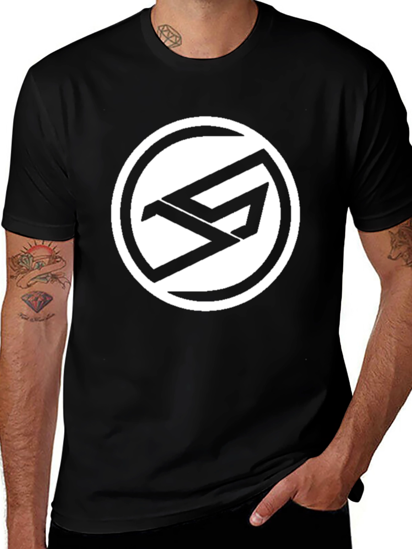 Black Tee with Abstract Circle Logo