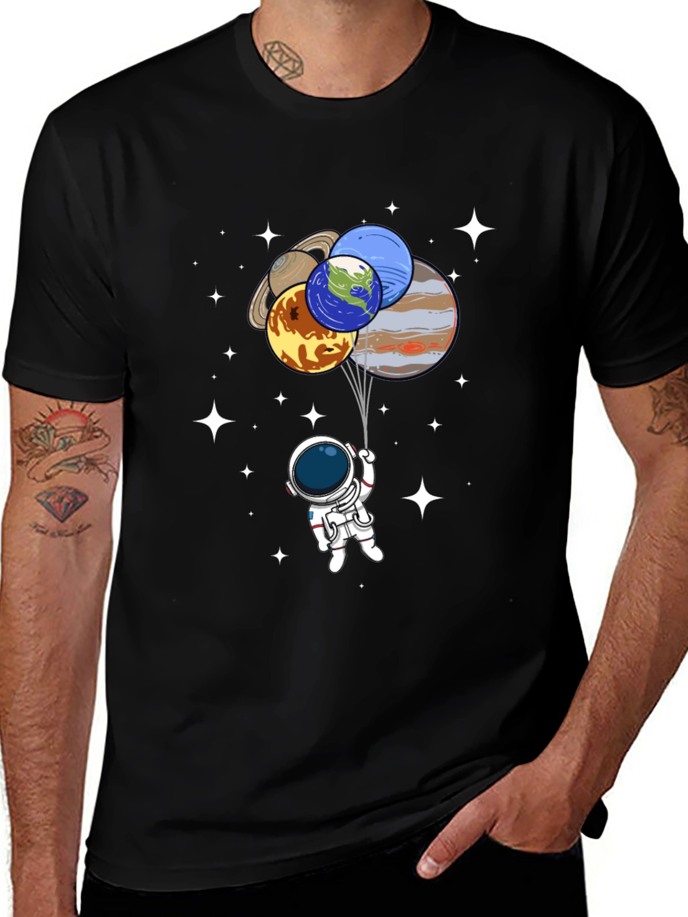 Variant 27 of Astronaut Planet Balloons Graphic Tee