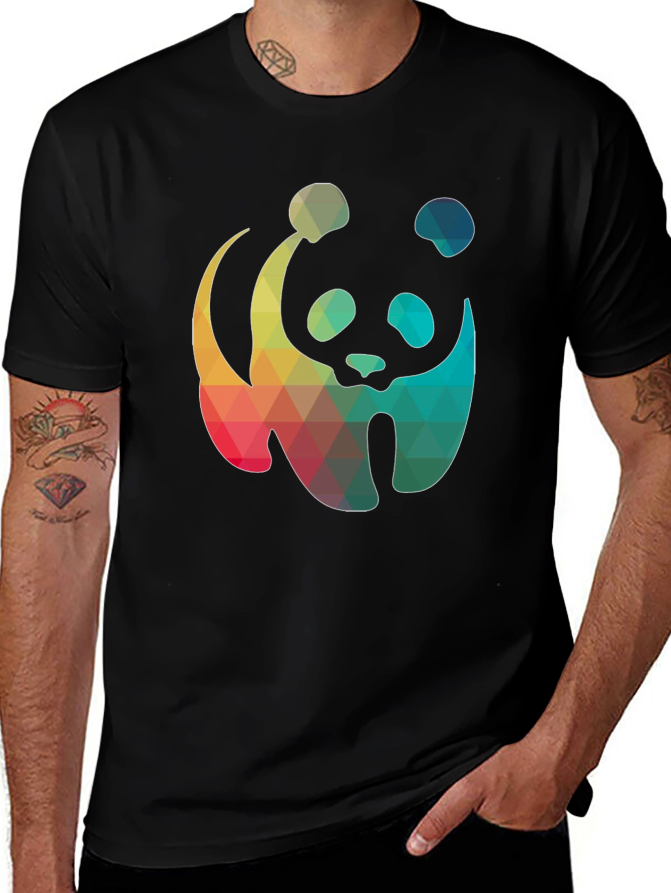 Variant 13 of Geometric Panda Graphic Tee - Black T-Shirt