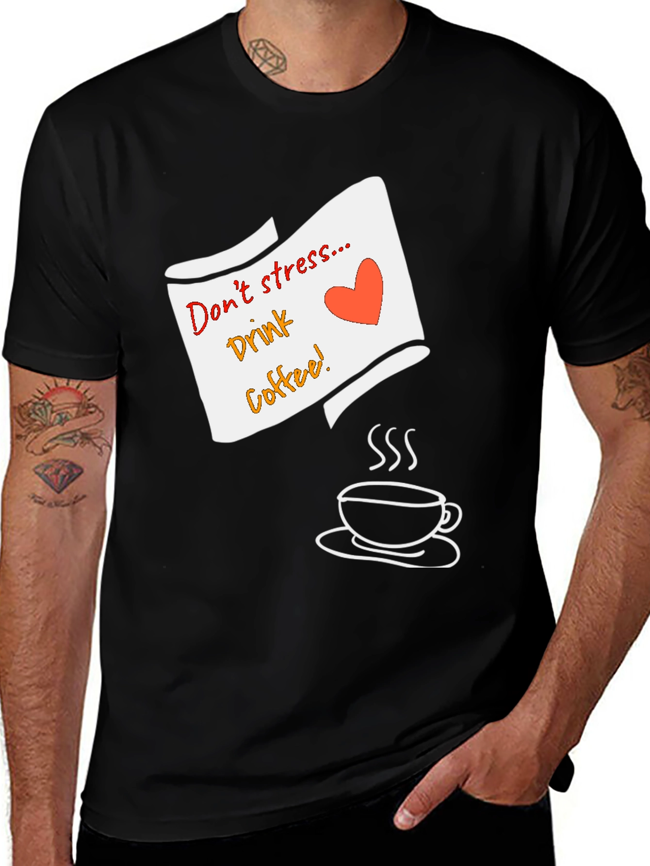Variant 26 of Don't Stress Drink Coffee Graphic Tee - Black
