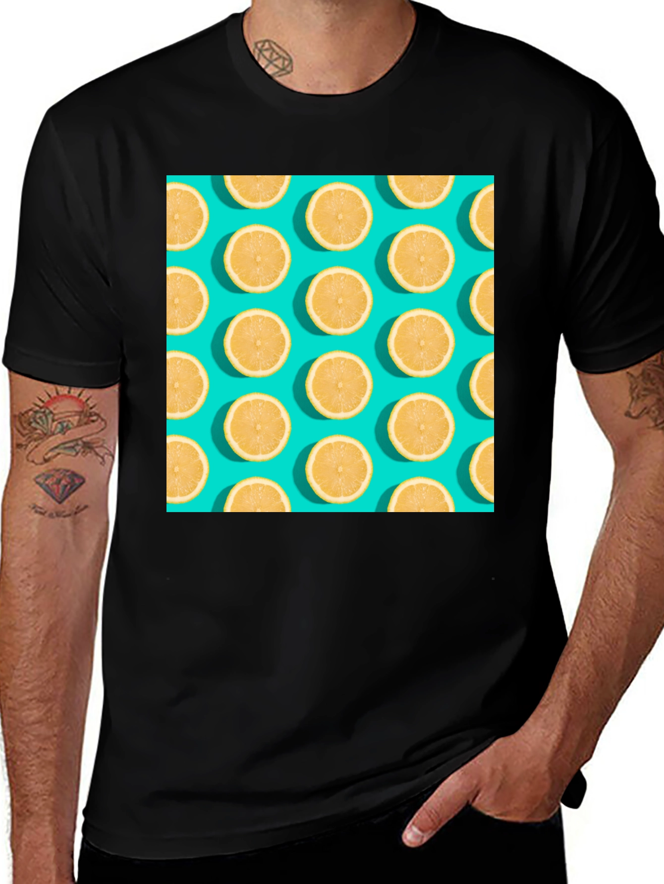 Variant 12 of Lemon Pattern Crew Neck T-Shirt