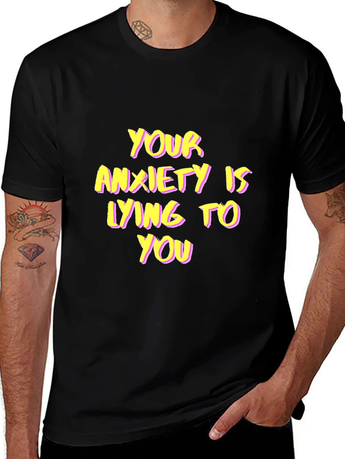 Variant 23 of Anxiety Awareness Black T-Shirt, Positive Message Tee