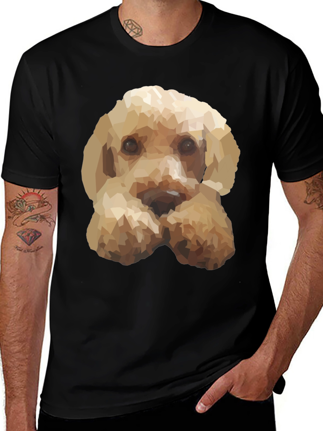 Variant 6 of Geometric Dog Print Black T-Shirt